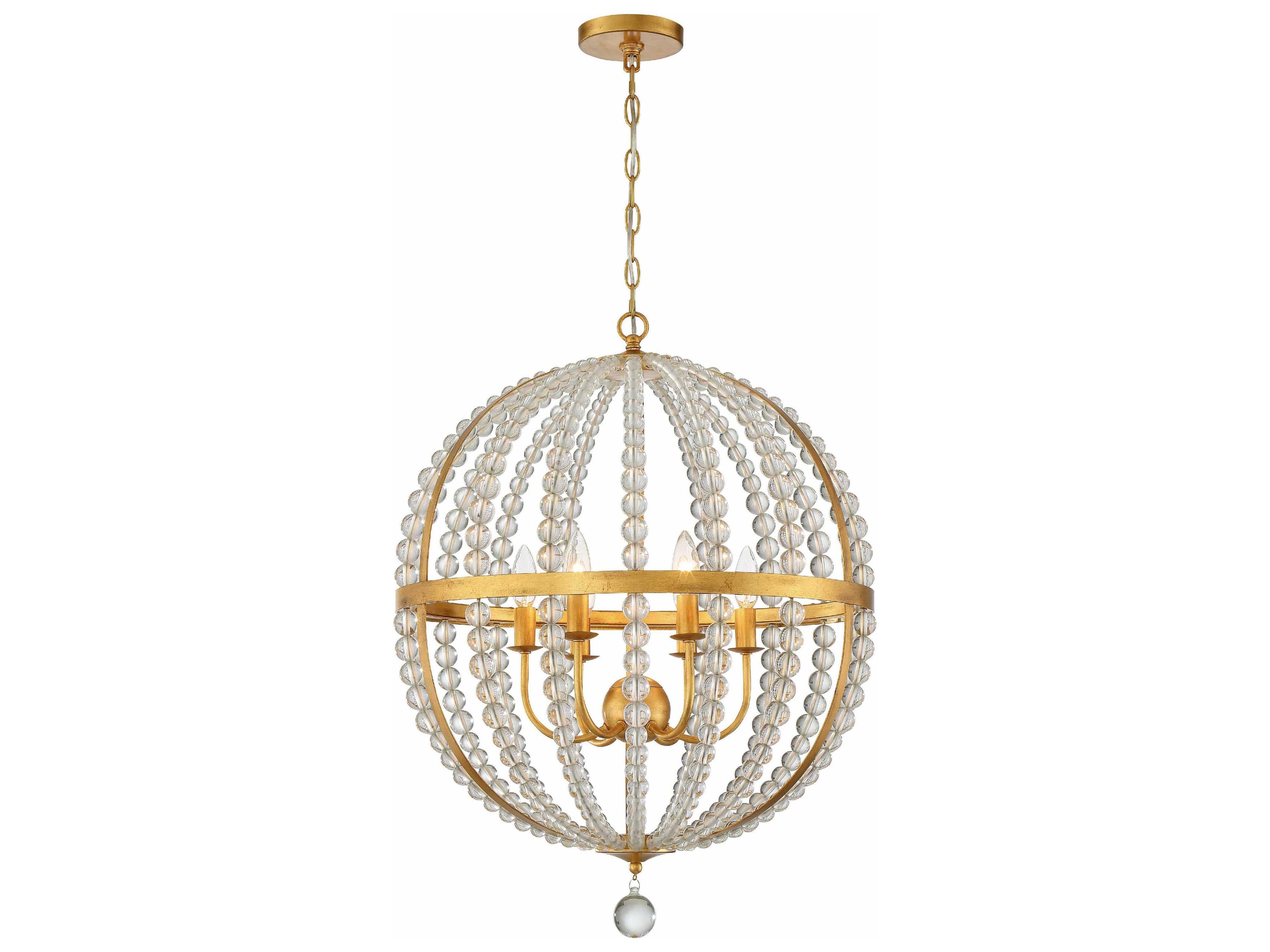 Roxy 6-Light Antique Gold Glass Candelabra Globe Chandelier