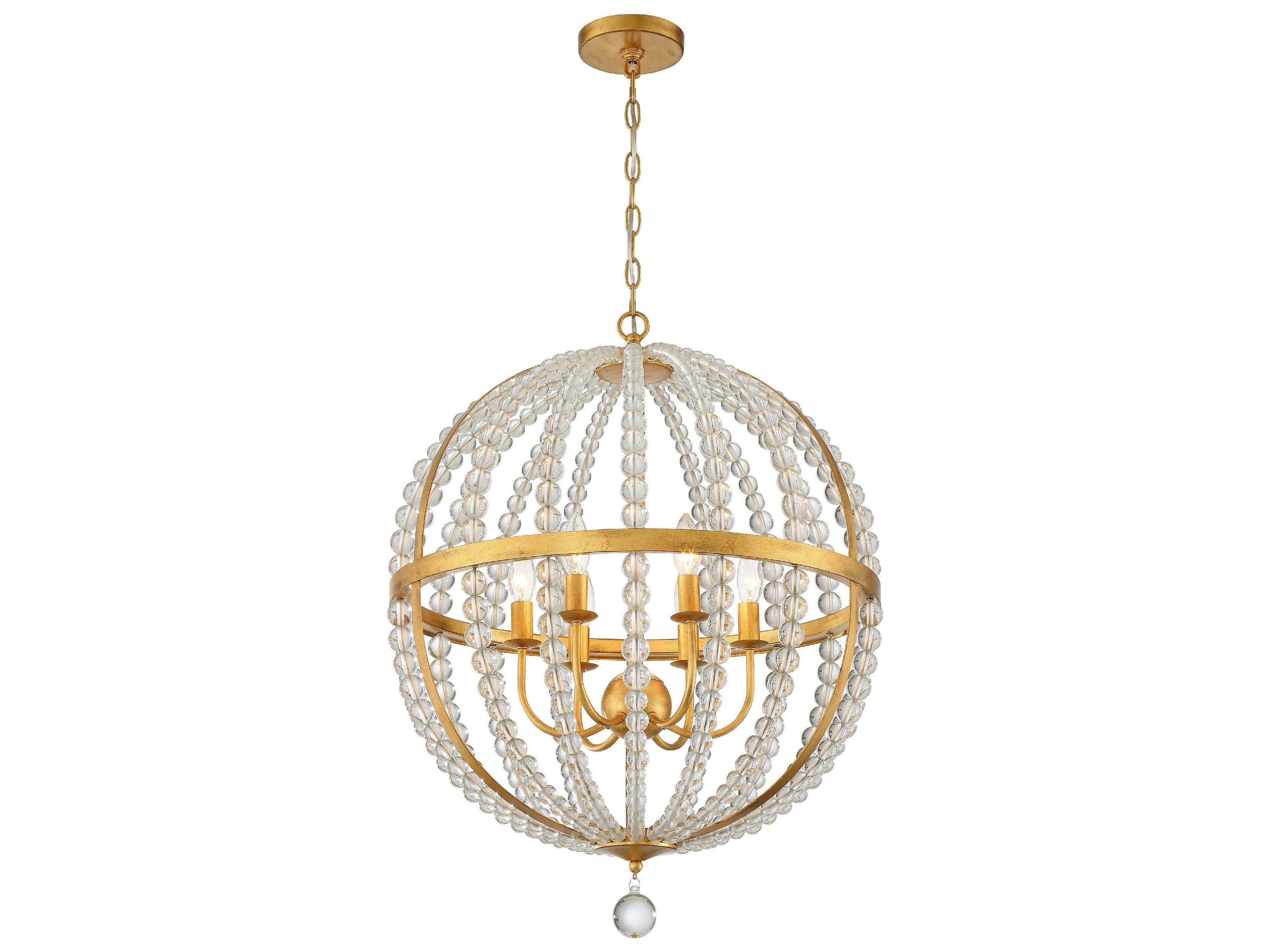 Crystorama Roxy 6-Light Antique Gold Glass Candelabra Globe Chandelier