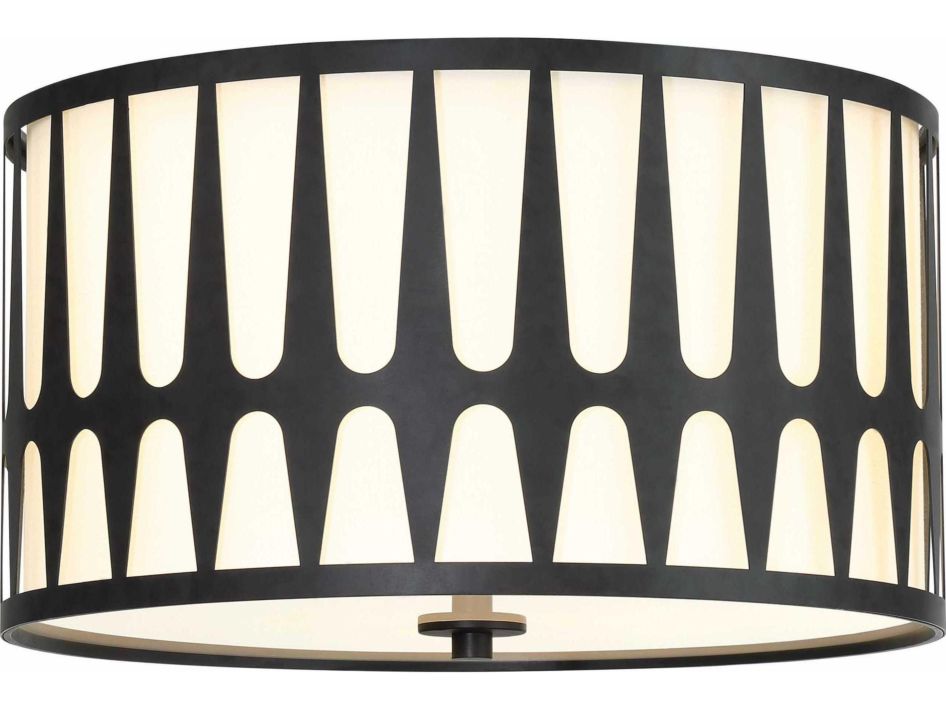 Royston 3-Light Black Drum Flush Mount