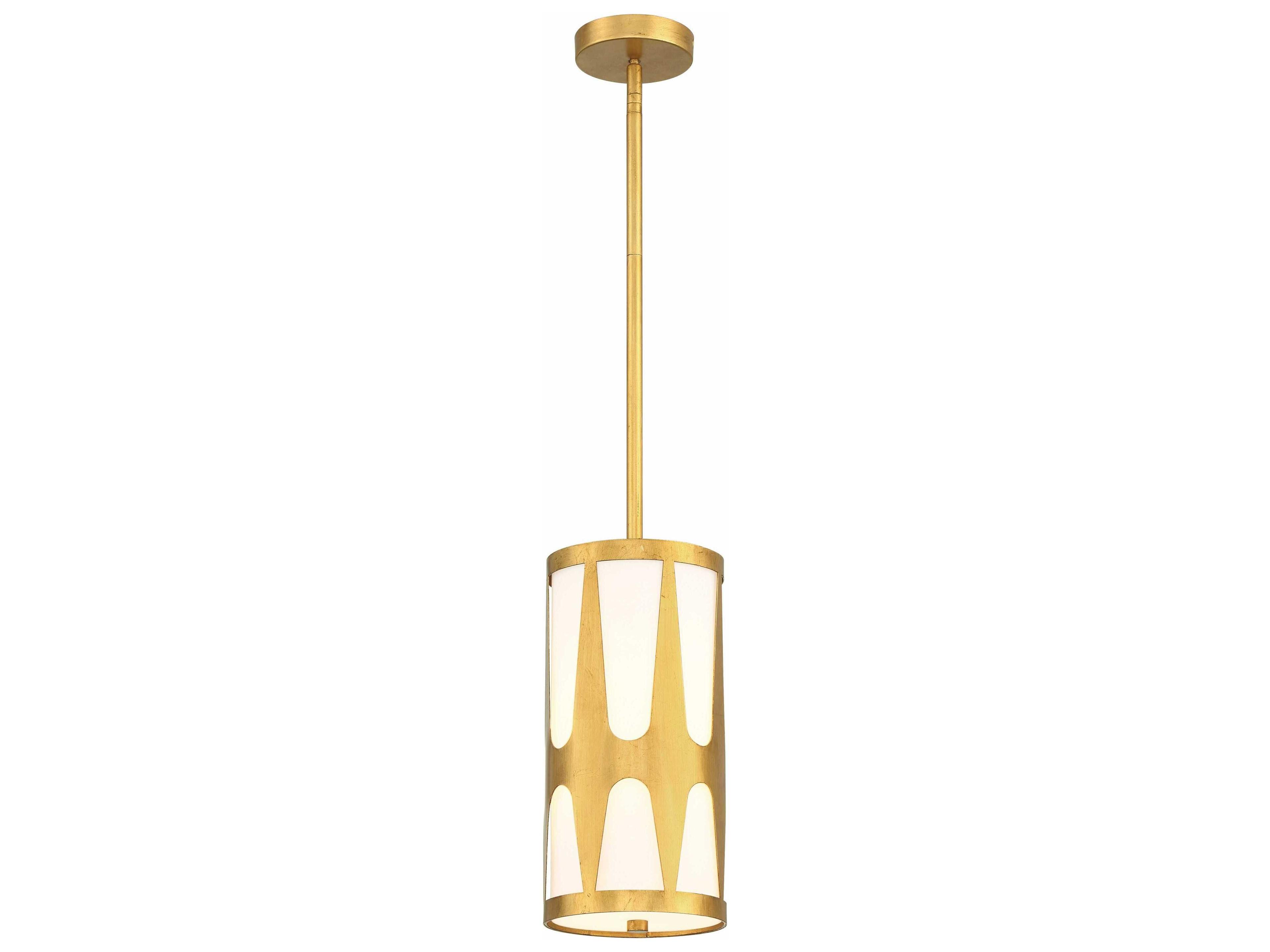 Royston 1-Light Antique Gold Glass Cylinder Mini Pendant