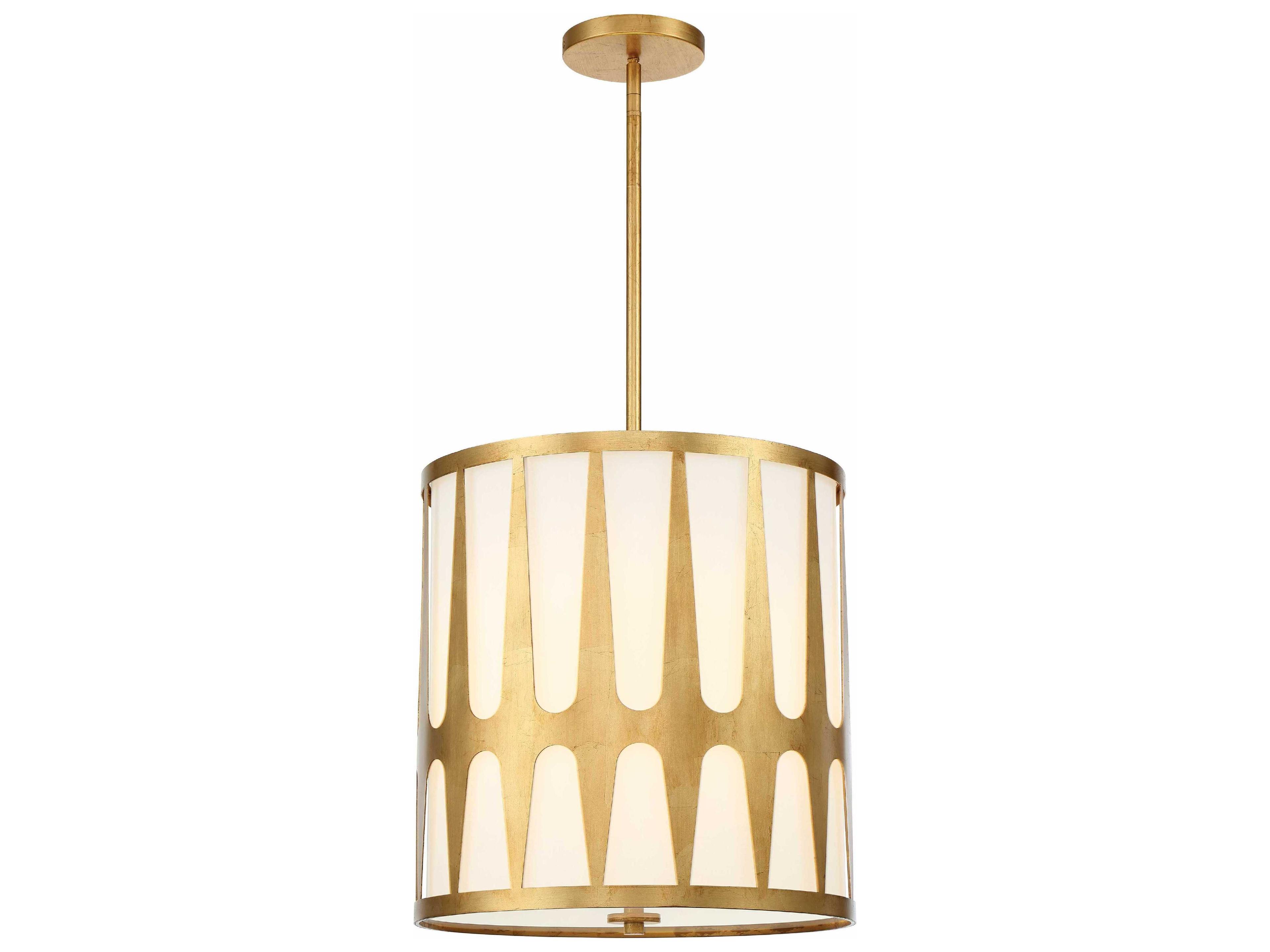 Royston 4-Light Antique Gold Drum Pendant