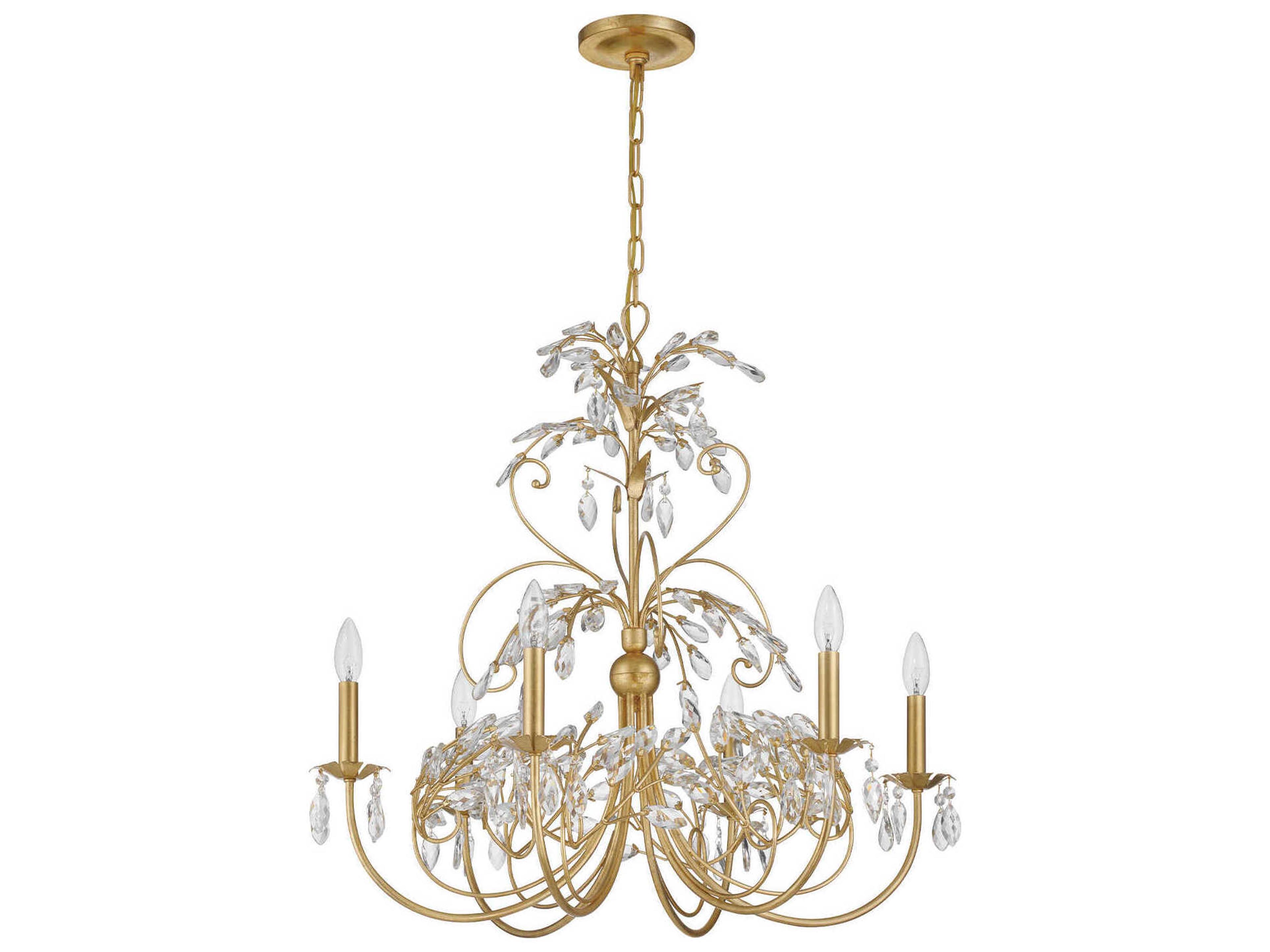 Crystorama Sadie 6-Light Antique Gold Traditional Candelabra Chandelier