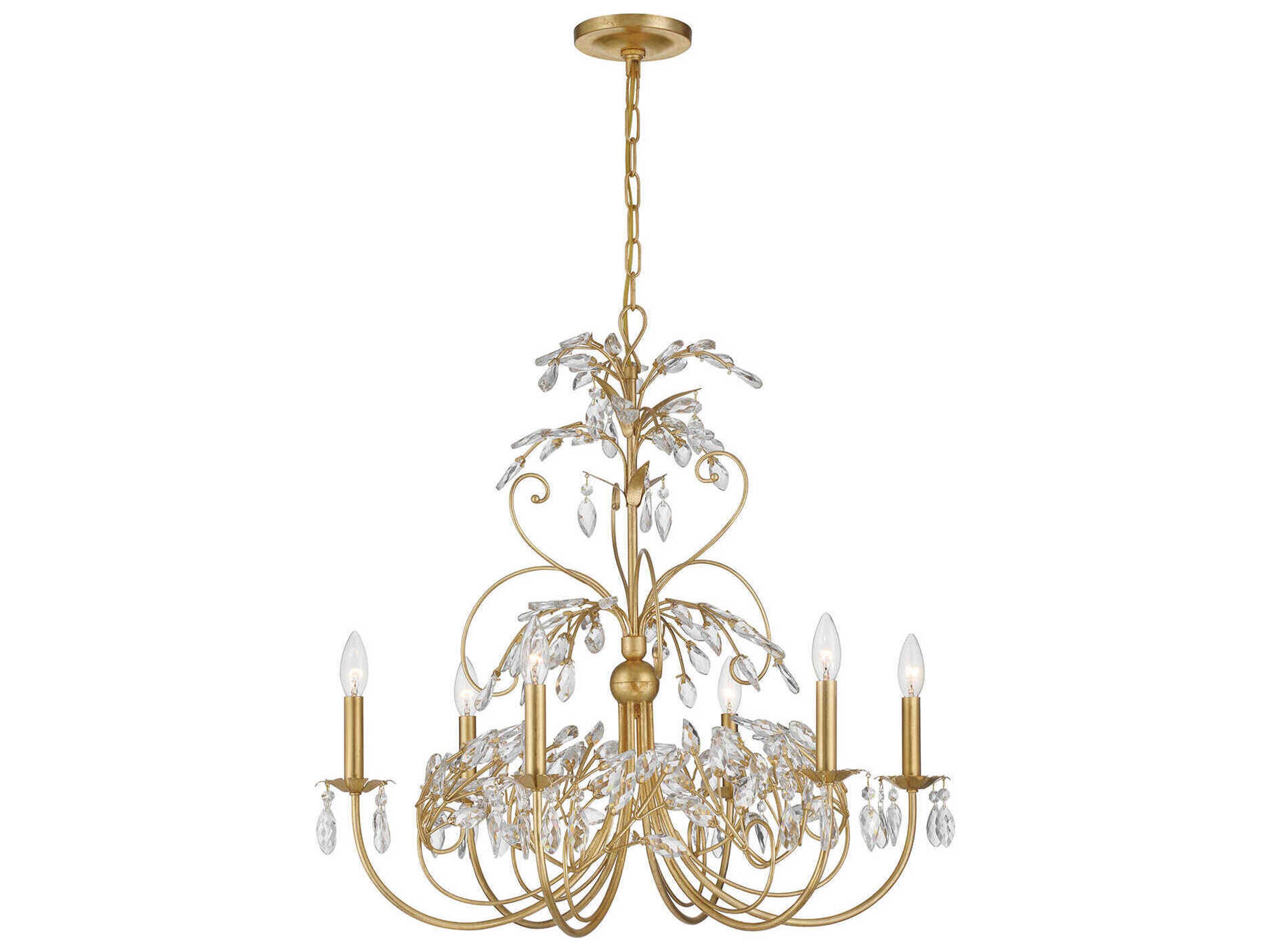 Crystorama Sadie 6-Light Antique Gold Traditional Candelabra Chandelier