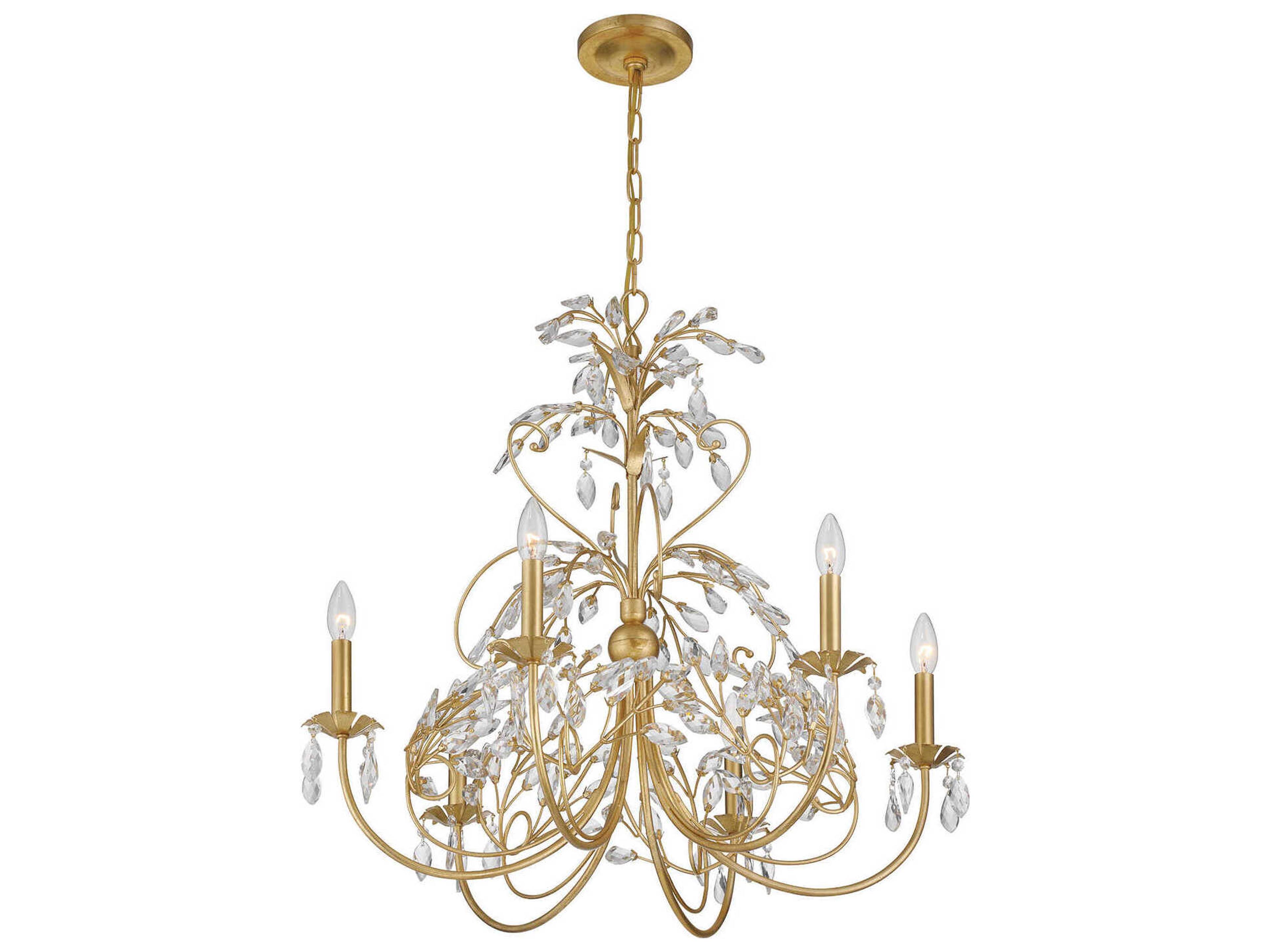 Crystorama Sadie 6-Light Antique Gold Traditional Candelabra Chandelier