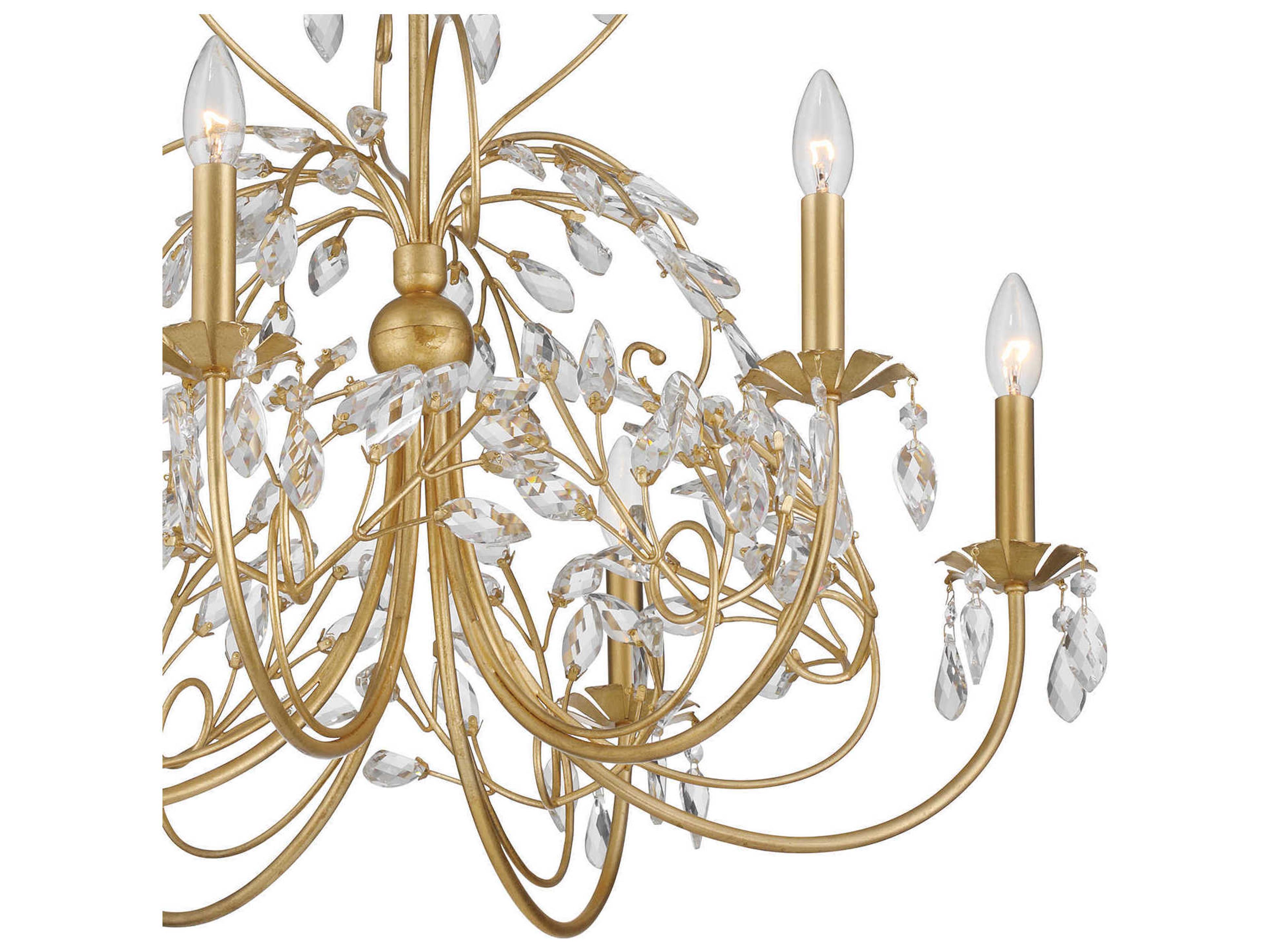 Crystorama Sadie 6-Light Antique Gold Traditional Candelabra Chandelier