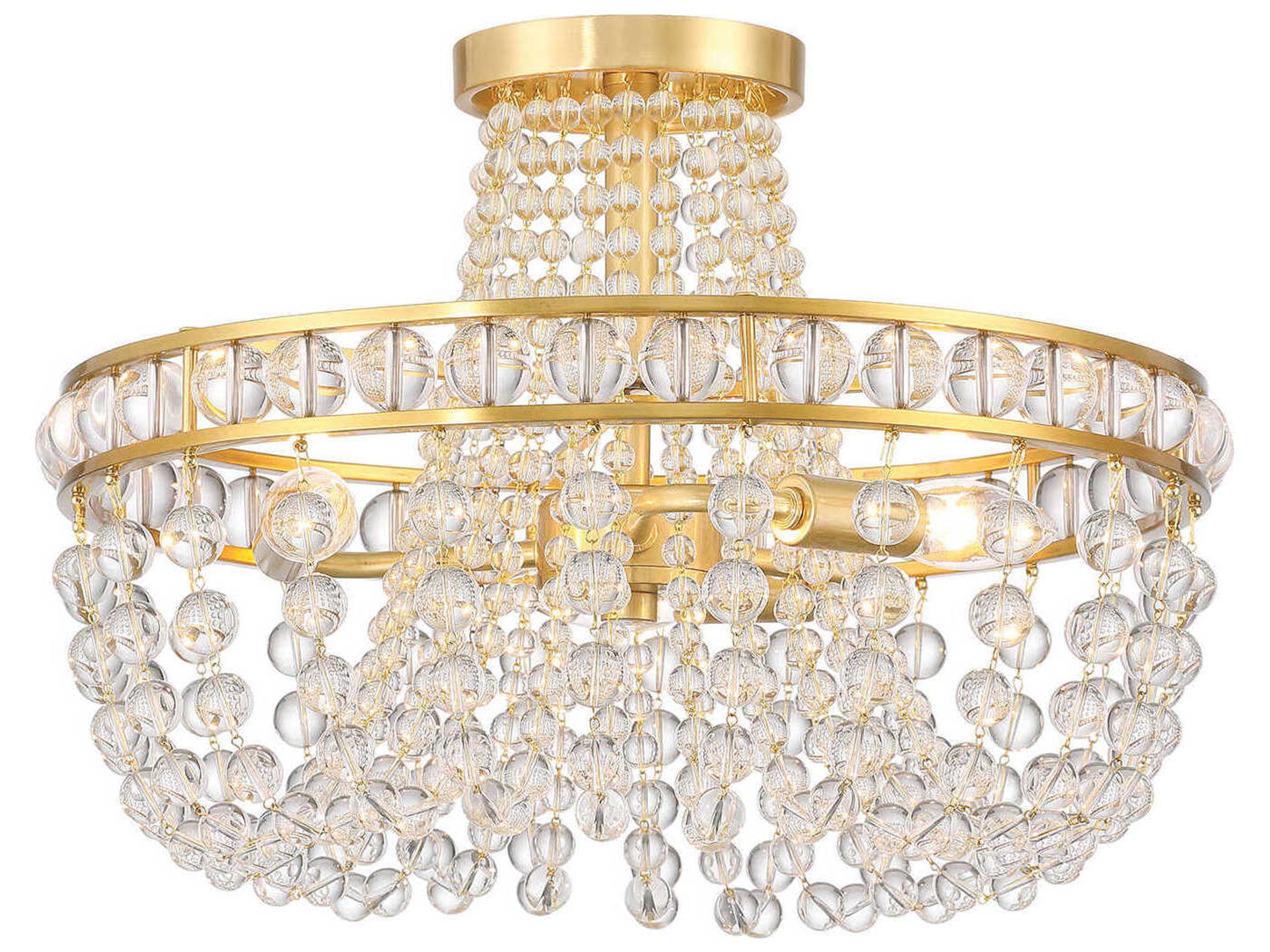 Crystorama Seville 3-Light Aged Brass Semi Flush Mount