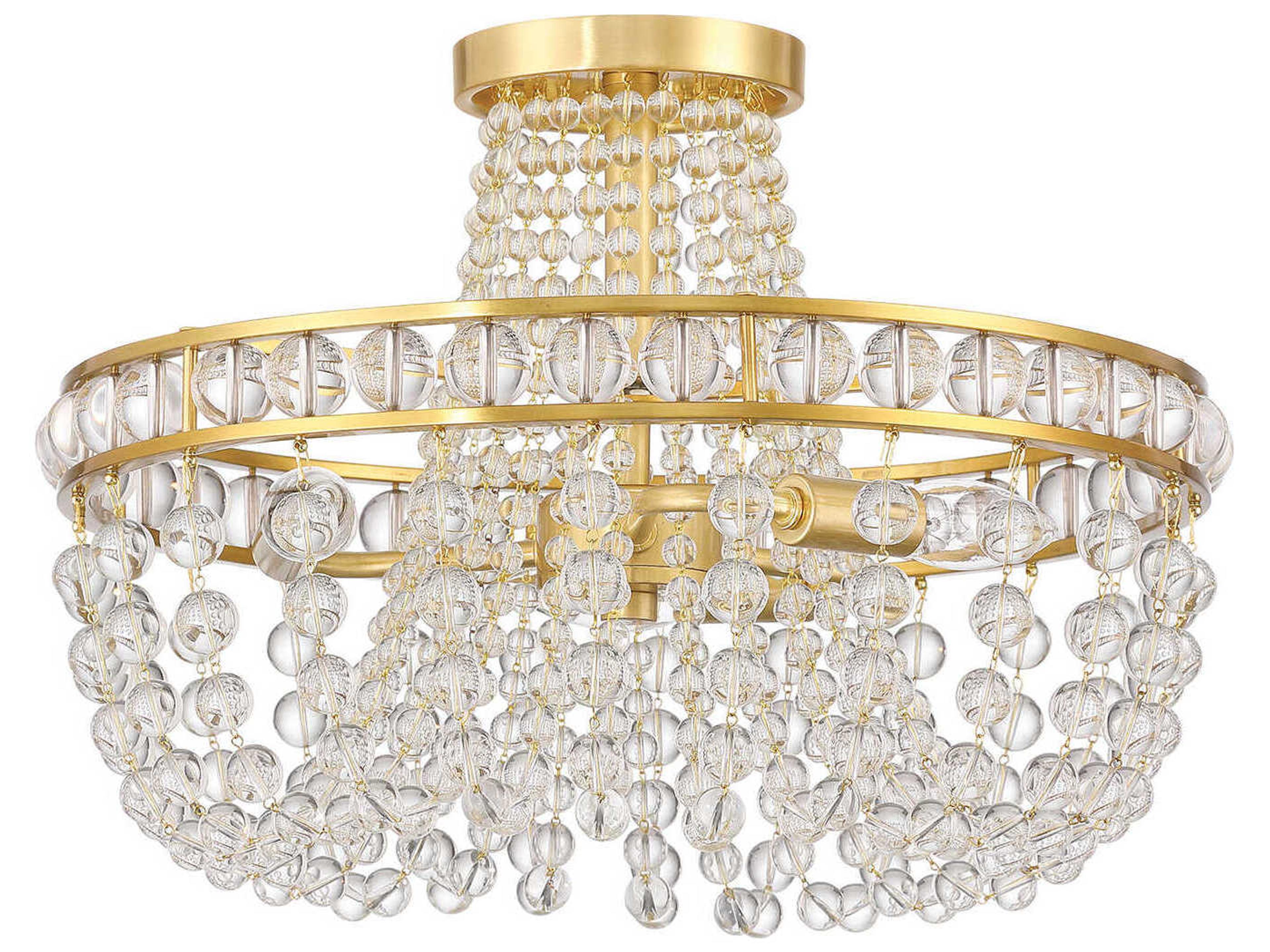 Crystorama Seville 3-Light Aged Brass Semi Flush Mount