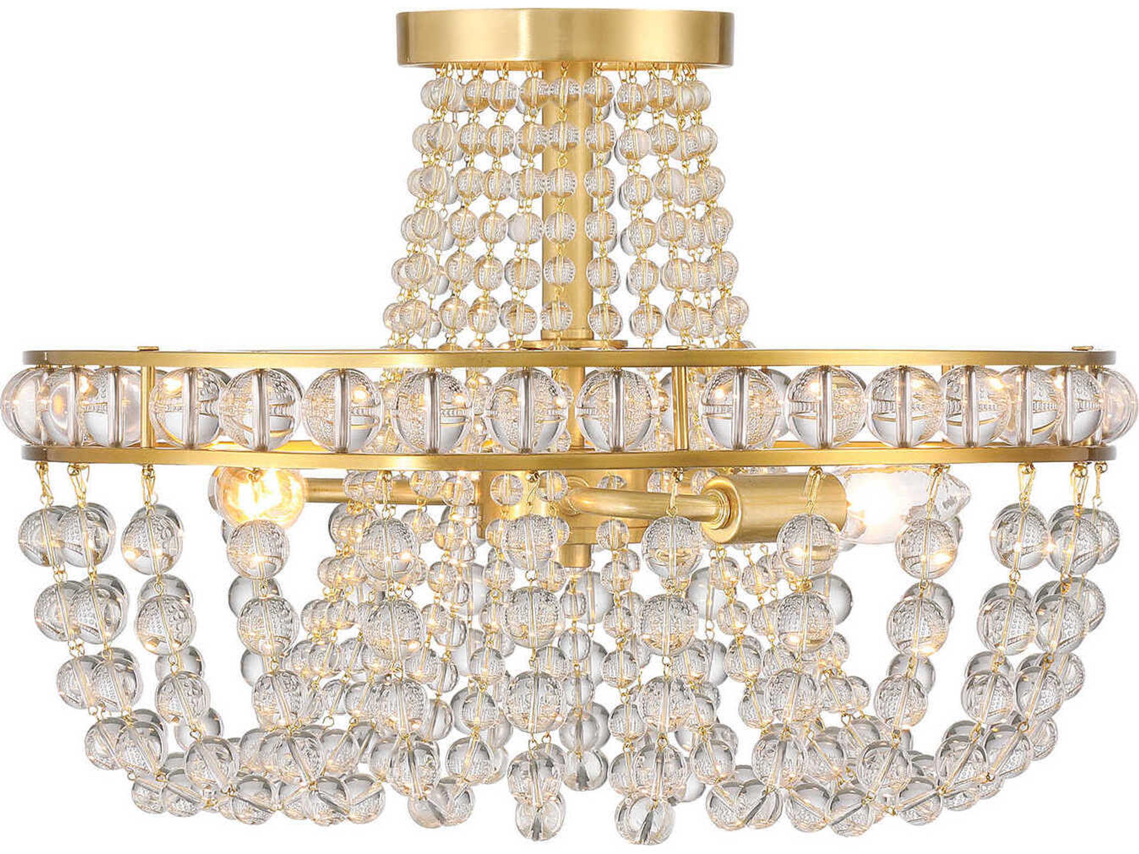 Crystorama Seville 3-Light Aged Brass Semi Flush Mount