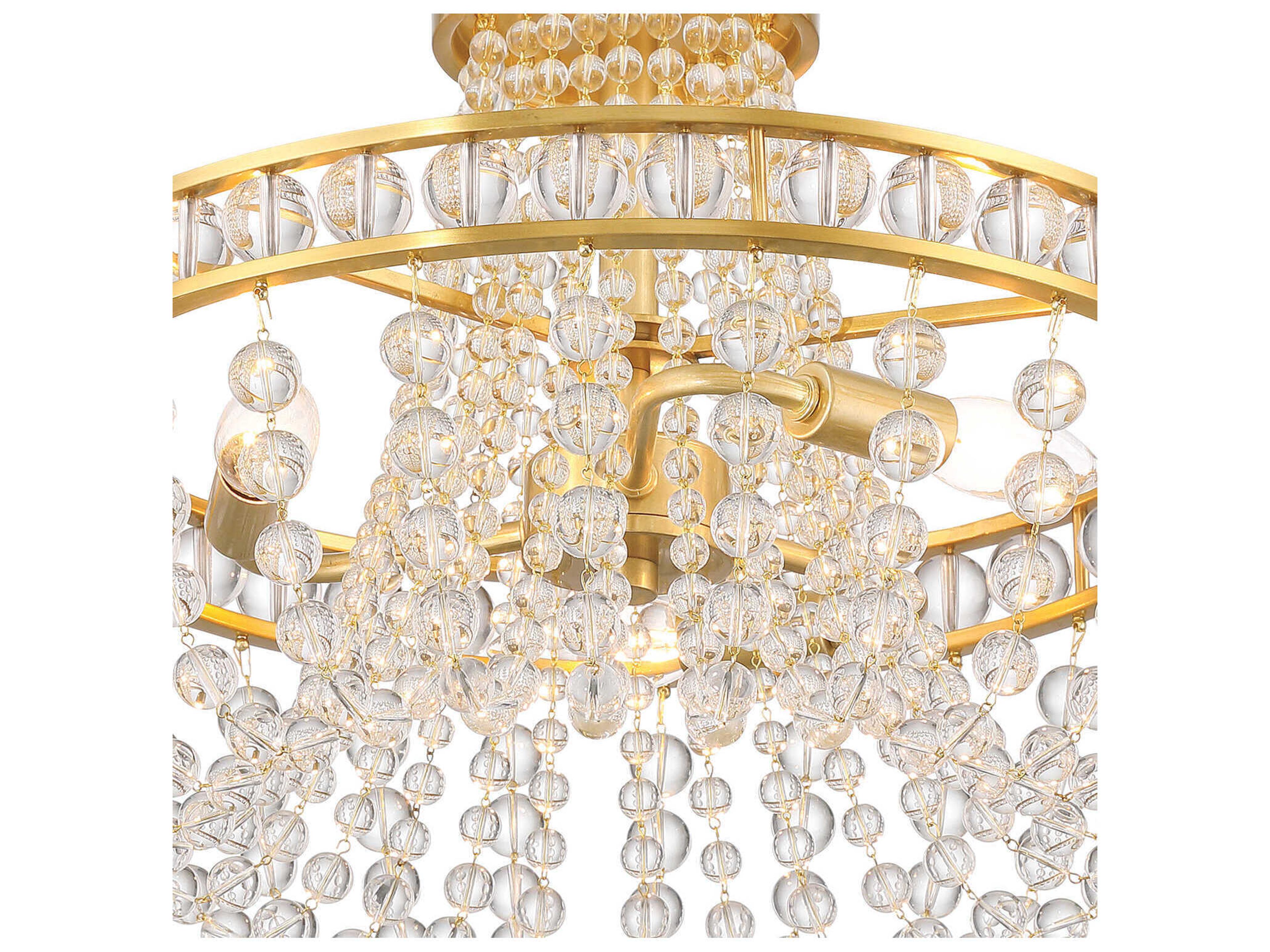 Crystorama Seville 3-Light Aged Brass Semi Flush Mount
