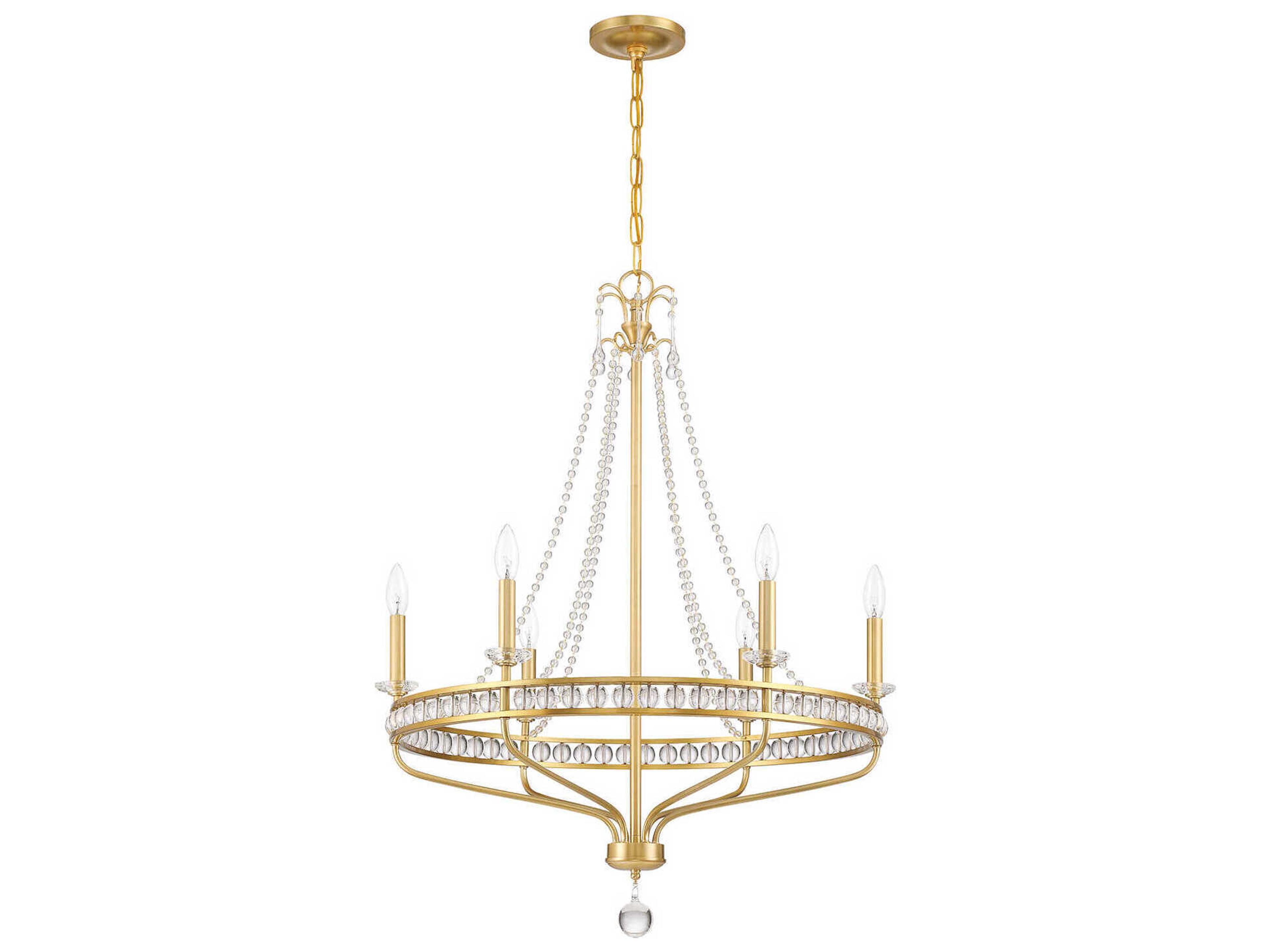 Crystorama Seville 6-Light Aged Brass Candelabra Chandelier