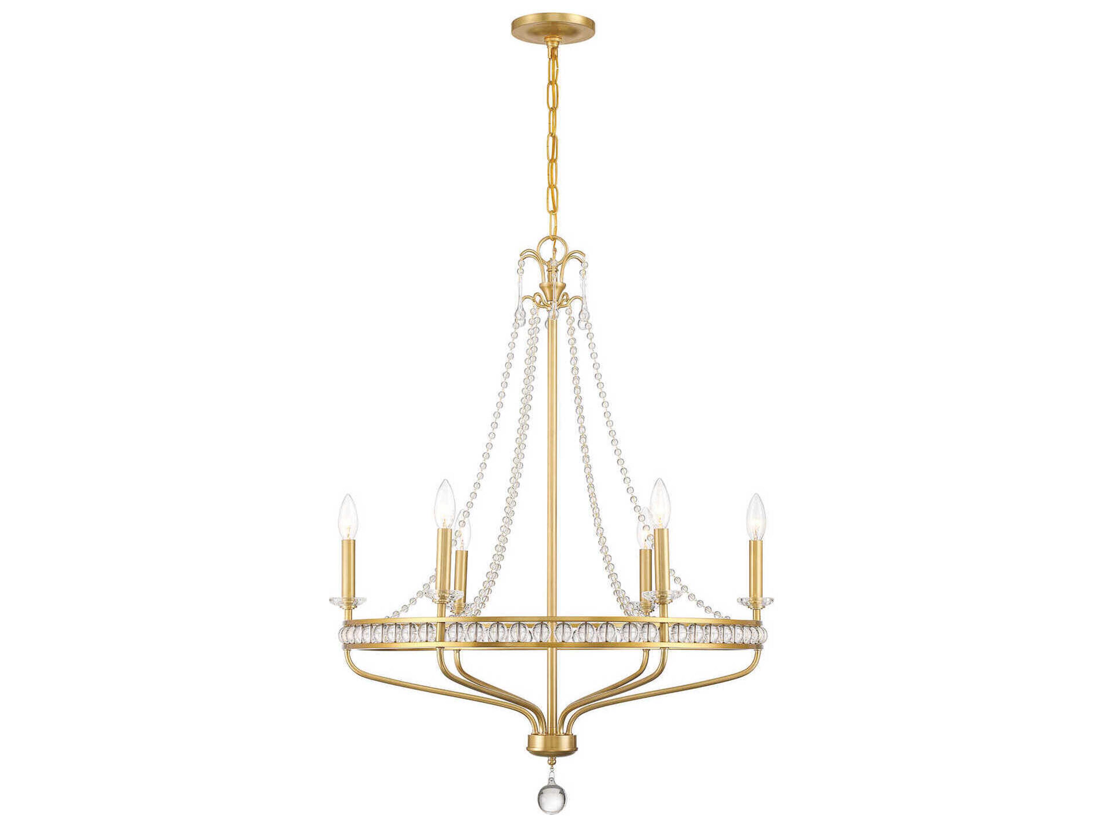 Crystorama Seville 6-Light Aged Brass Candelabra Chandelier