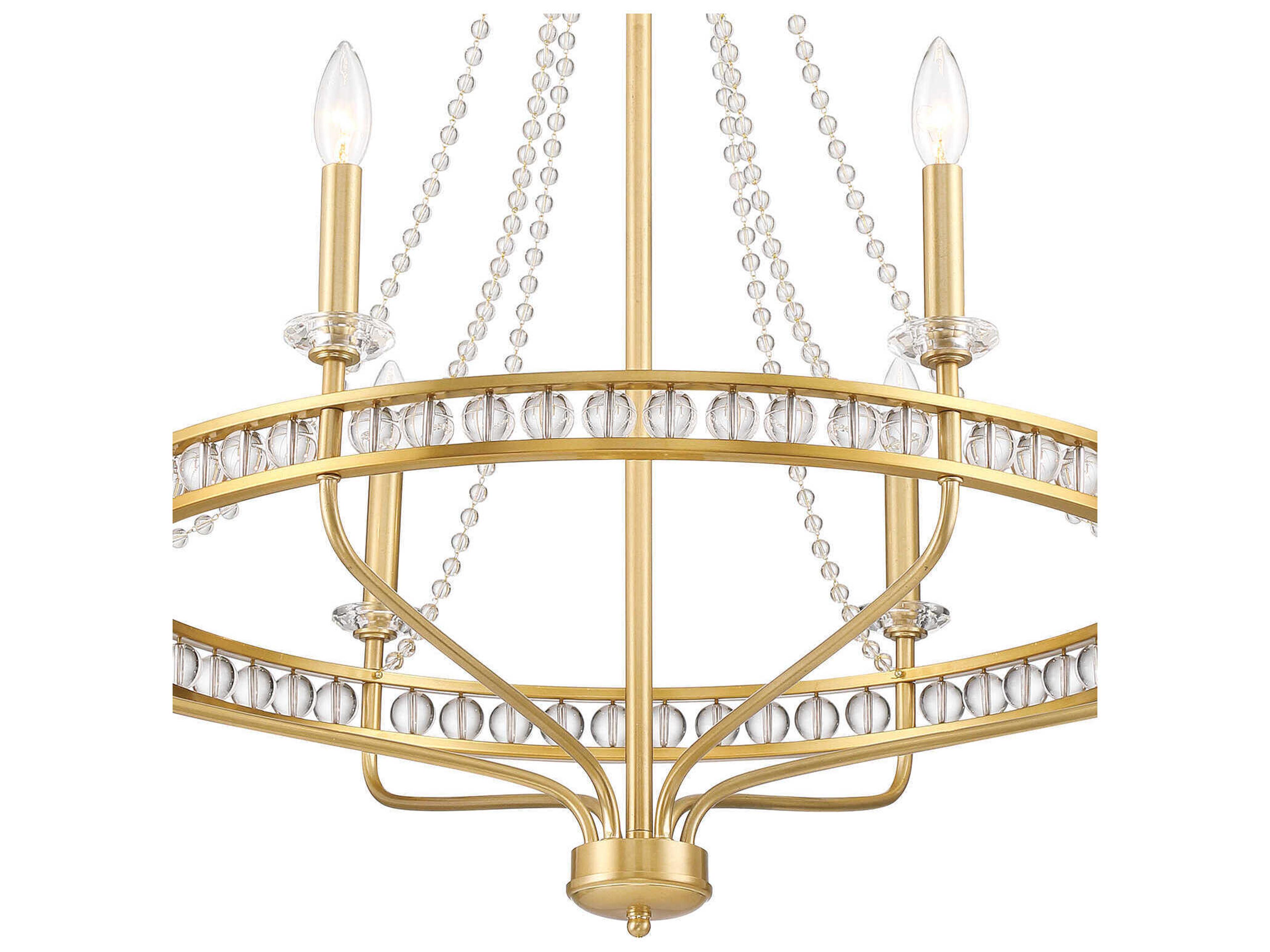 Crystorama Seville 6-Light Aged Brass Candelabra Chandelier