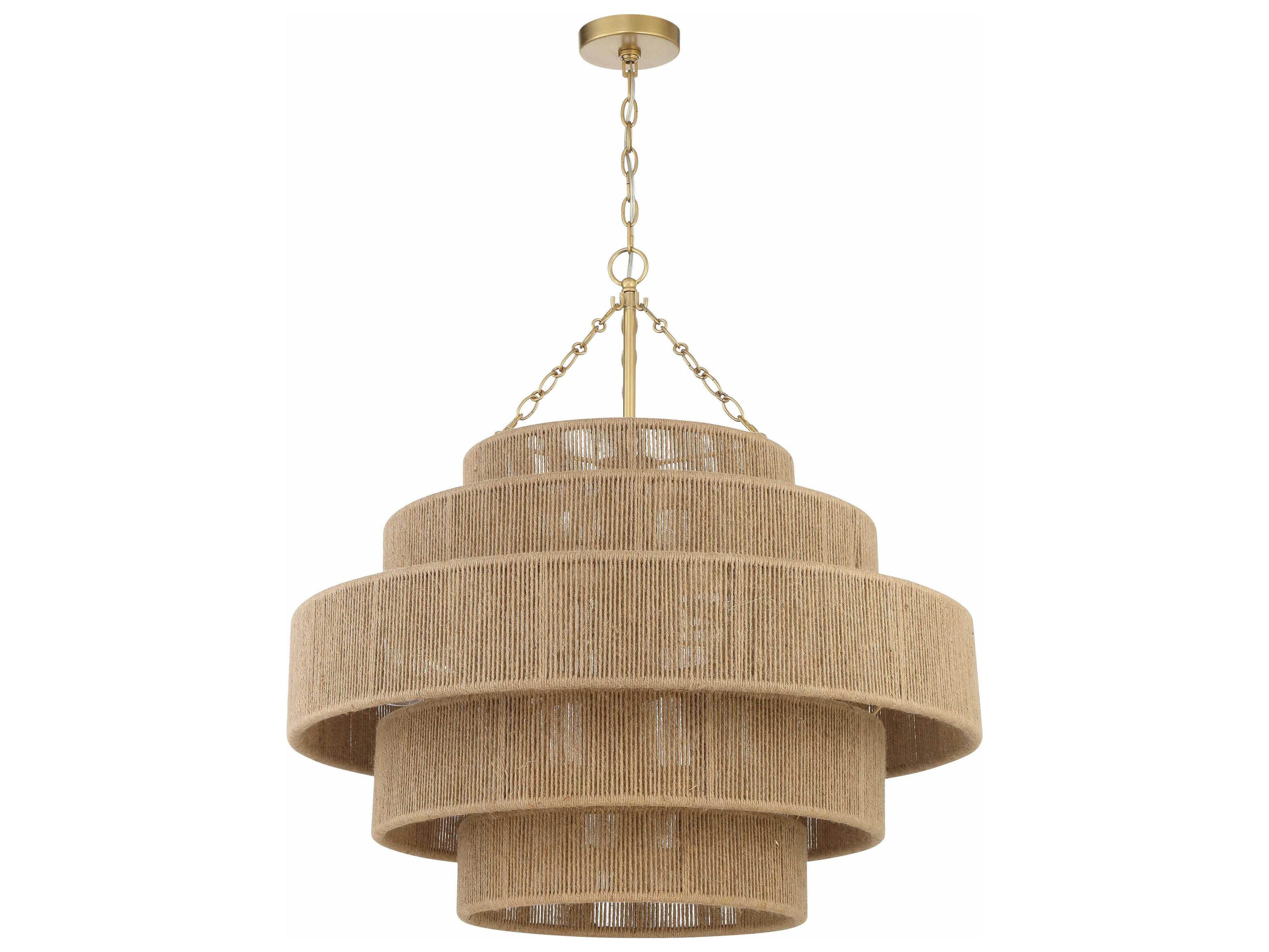 Shyla 20-Light Soft Gold Brown Candelabra Tiered Chandelier