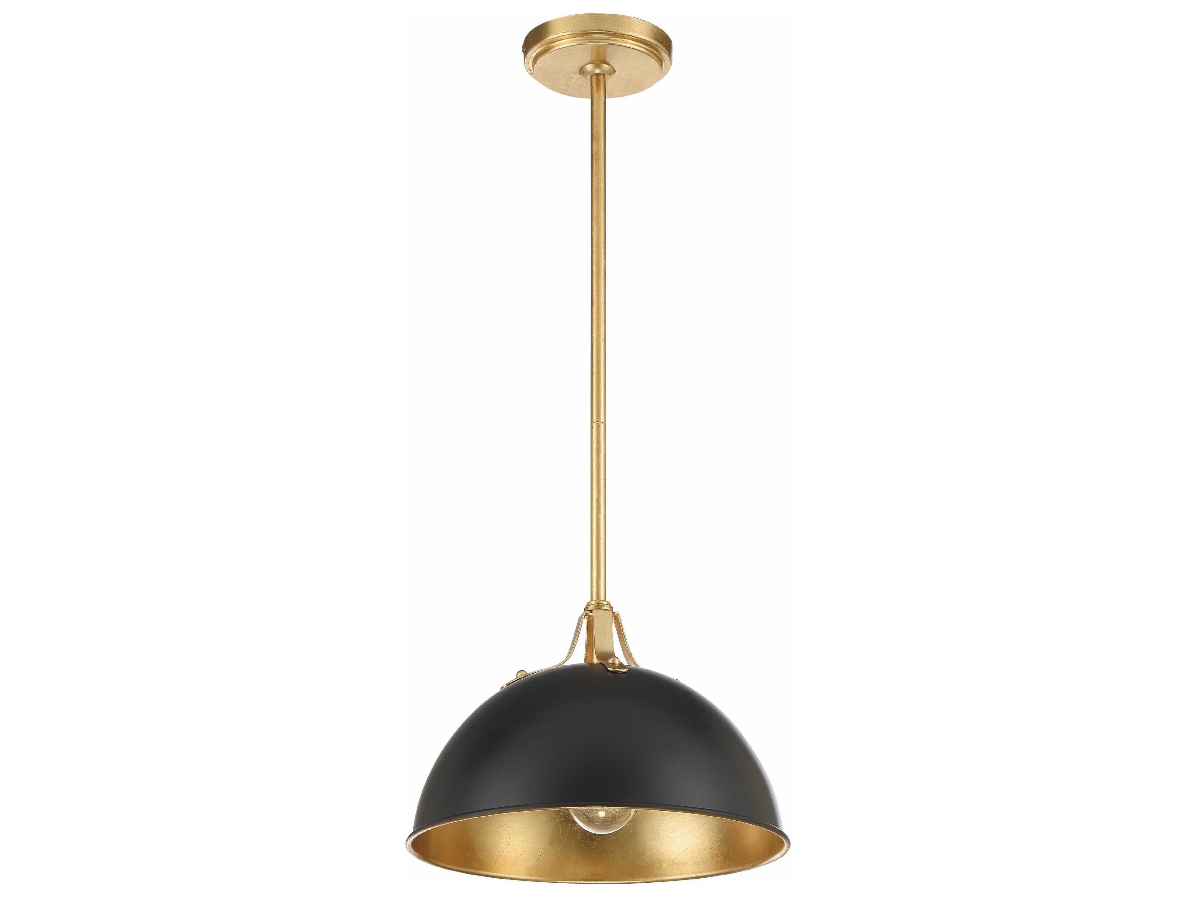 Crystorama Soto 1-Light Matte Black Antique Gold Dome Mini Pendant