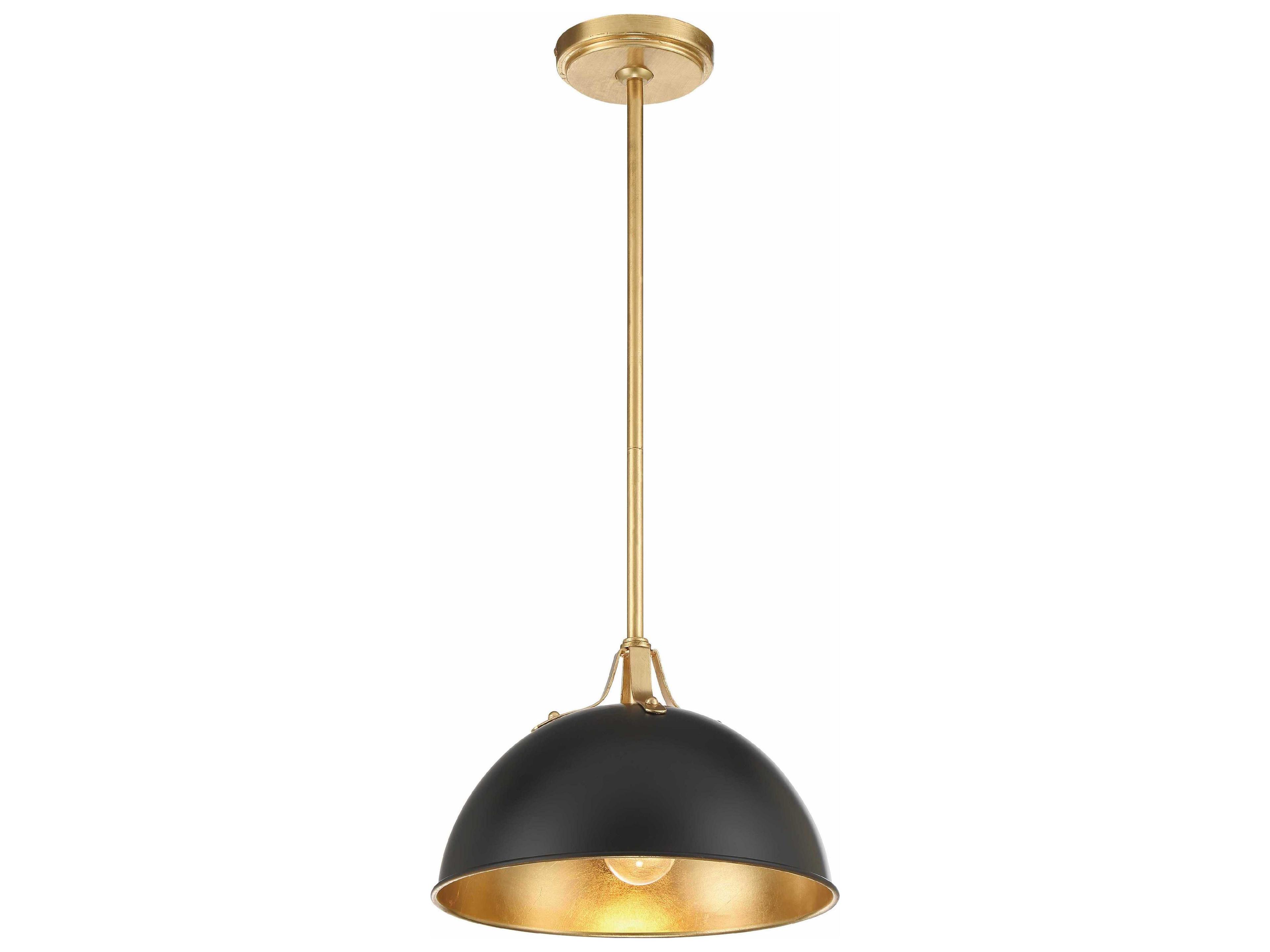 Crystorama Soto 1-Light Matte Black Antique Gold Dome Mini Pendant