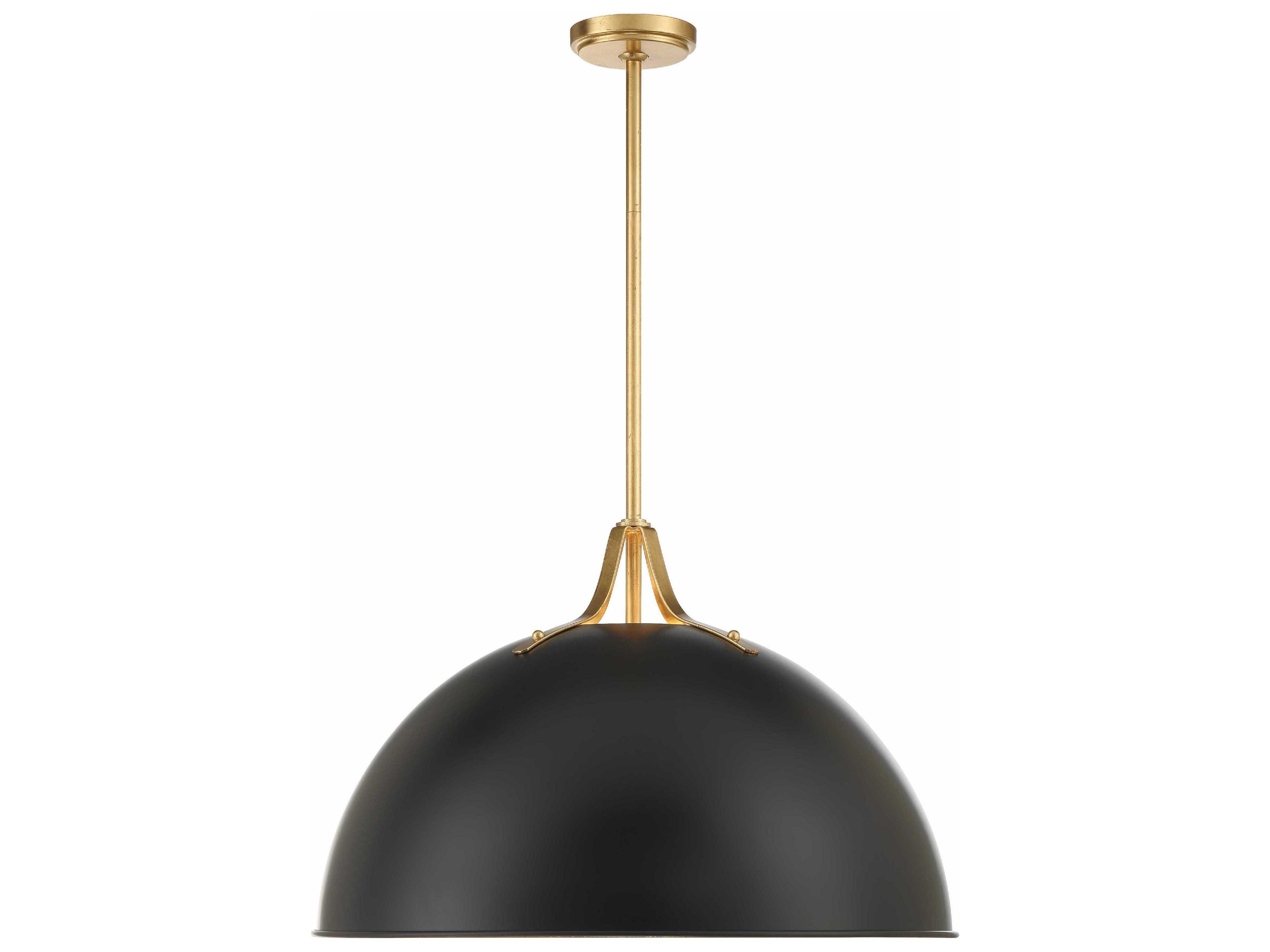 Soto 3-Light Matte Black Antique Gold Dome Pendant
