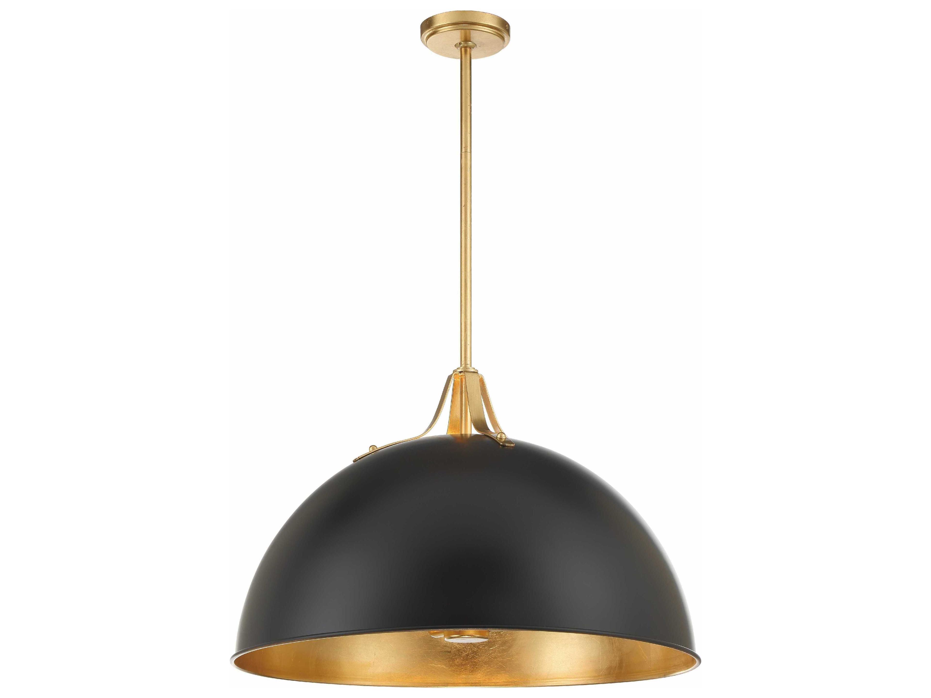 Crystorama Soto 3-Light Matte Black Antique Gold Dome Pendant