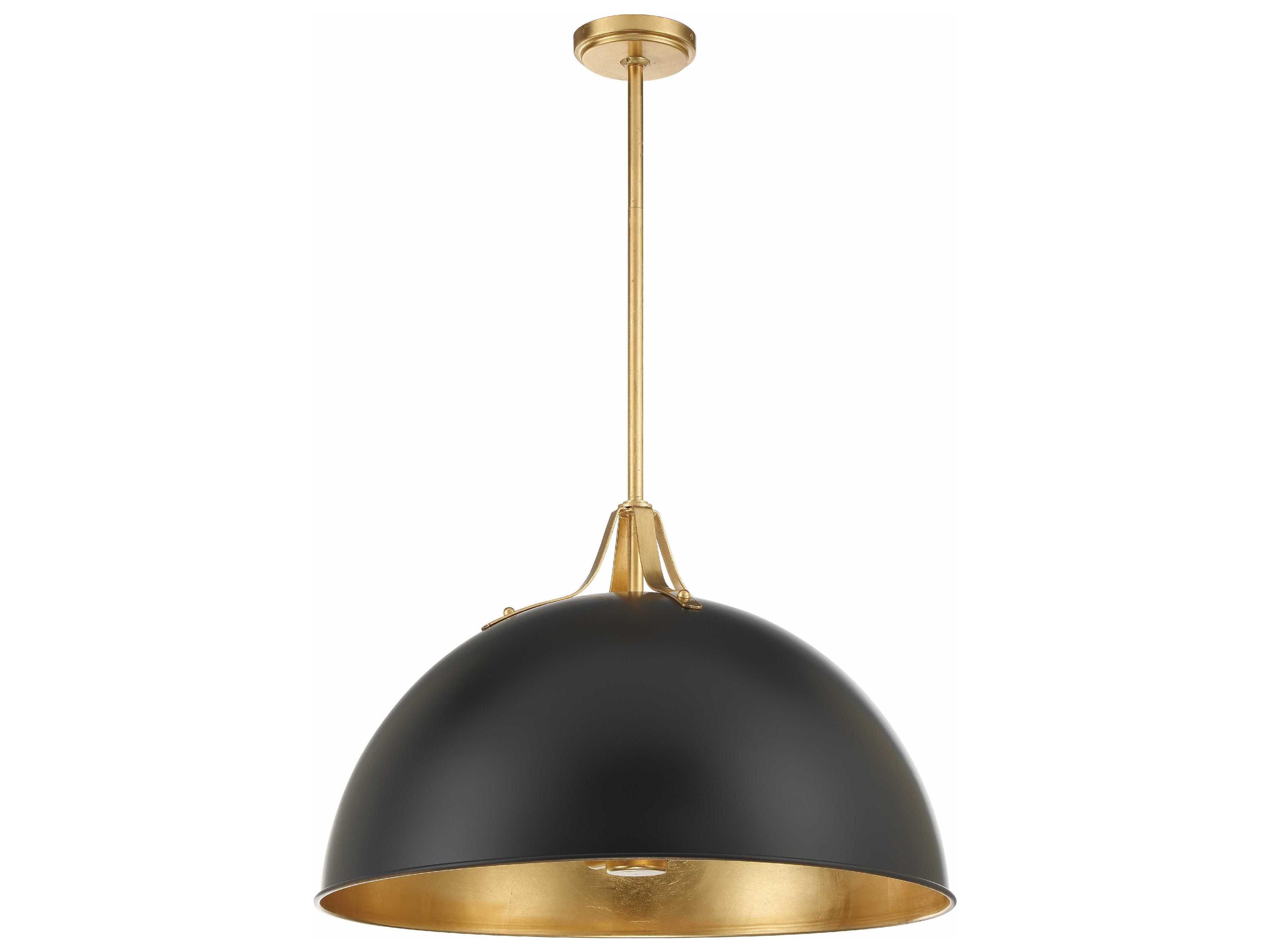 Crystorama Soto 3-Light Matte Black Antique Gold Dome Pendant