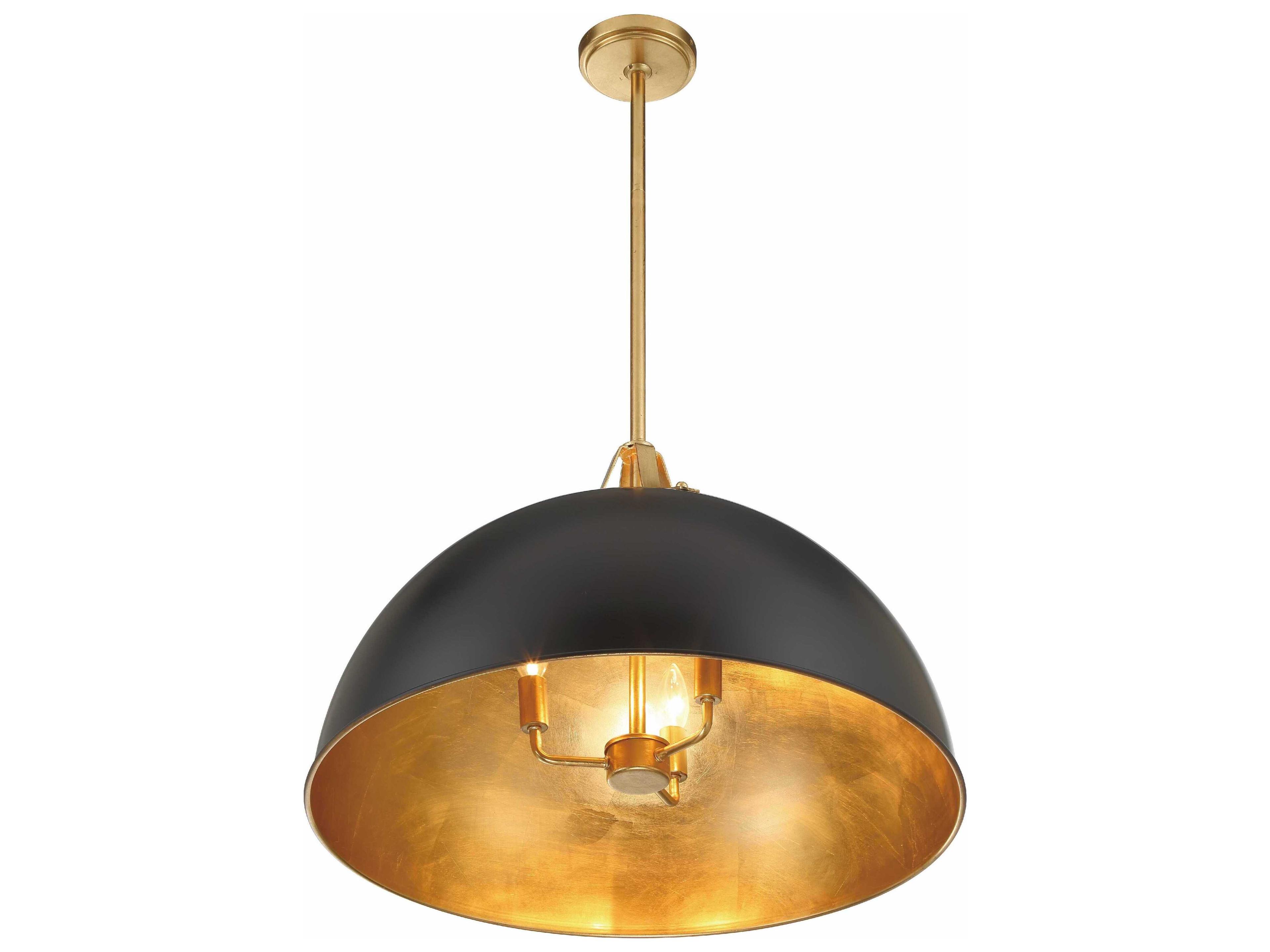 Crystorama Soto 3-Light Matte Black Antique Gold Dome Pendant