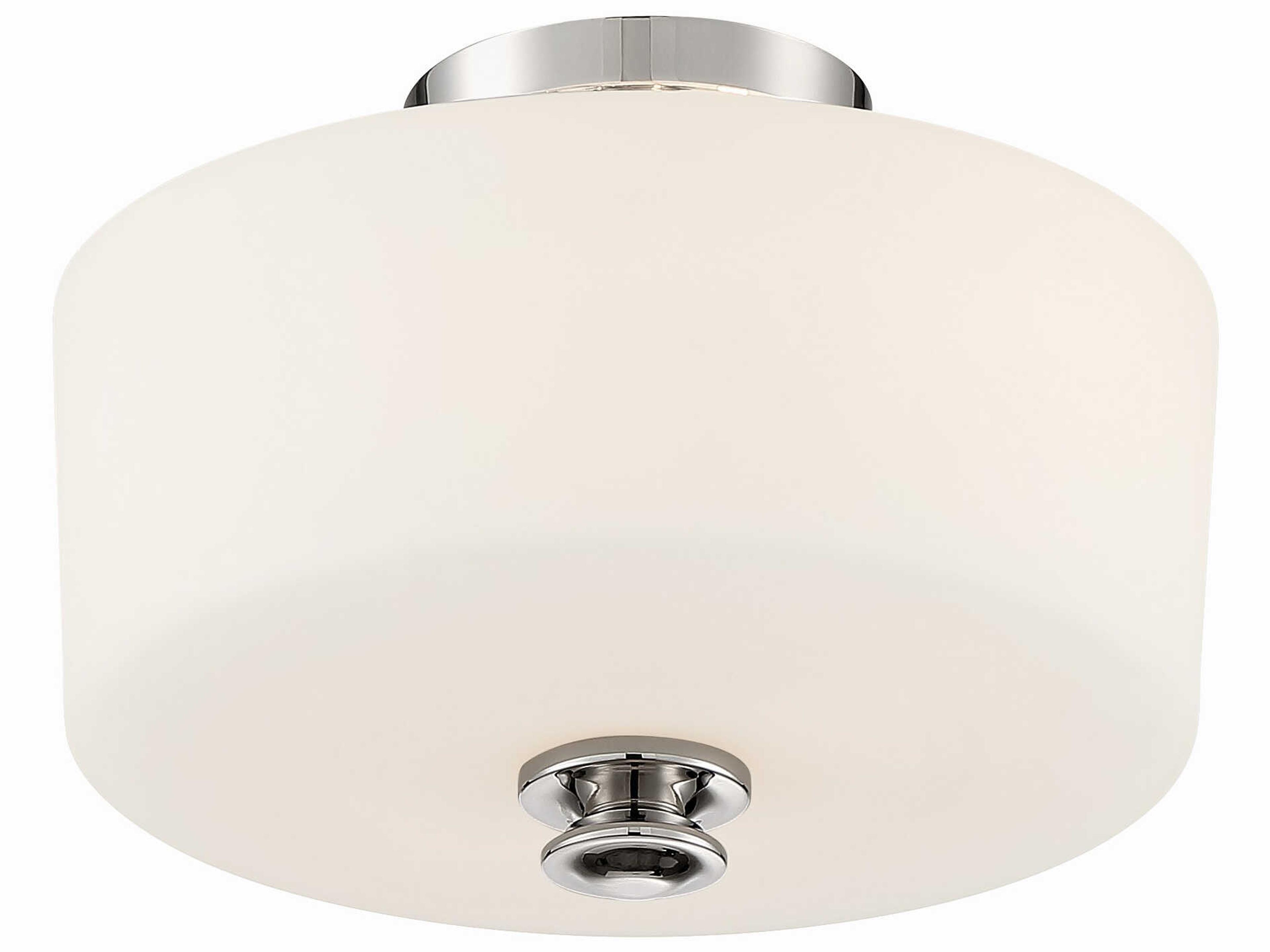 Crystorama Travis 2-Light Polished Nickel Glass Drum Semi Flush Mount