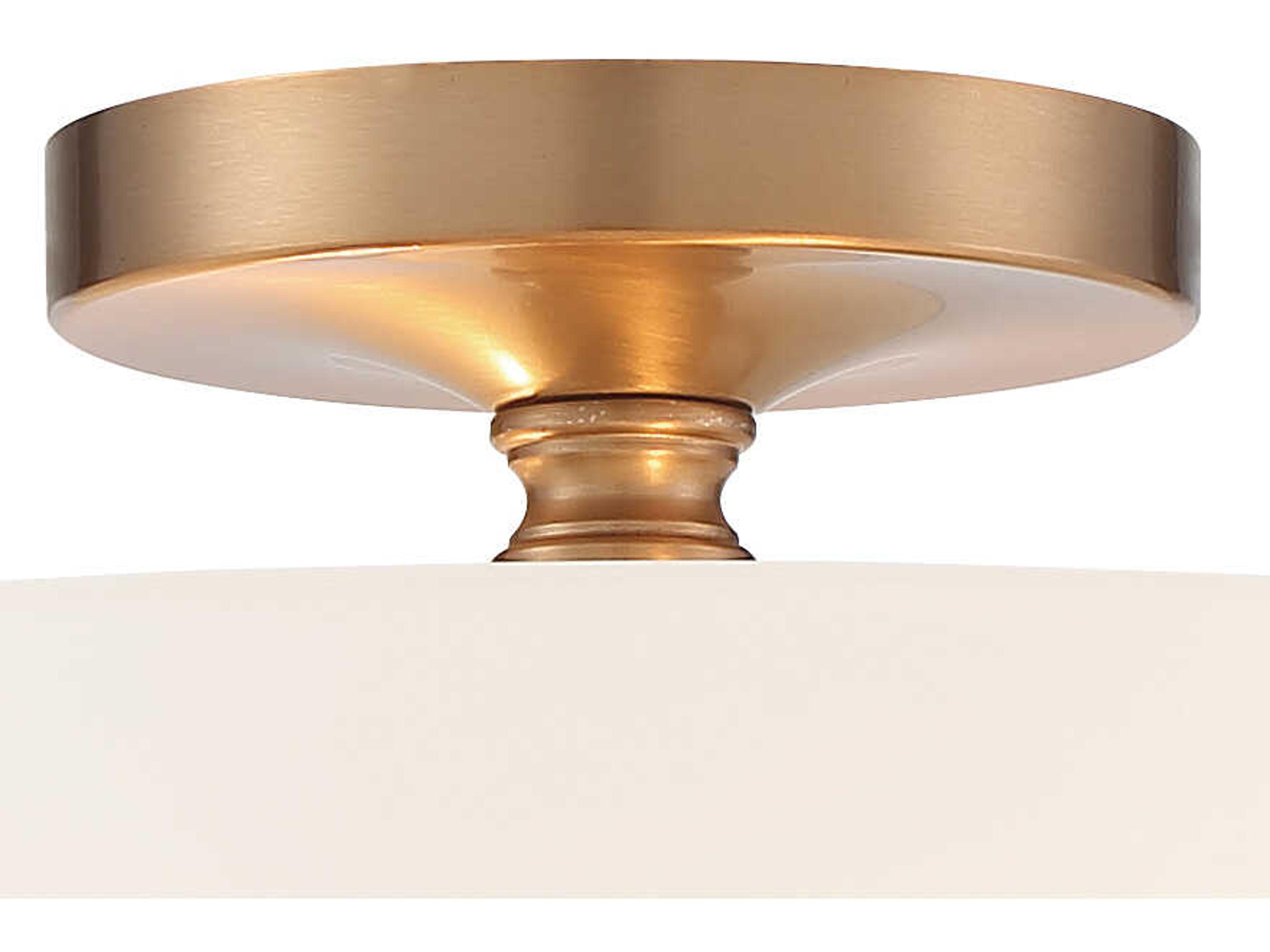 Crystorama Travis 2-Light Vibrant Gold Glass Drum Semi Flush Mount