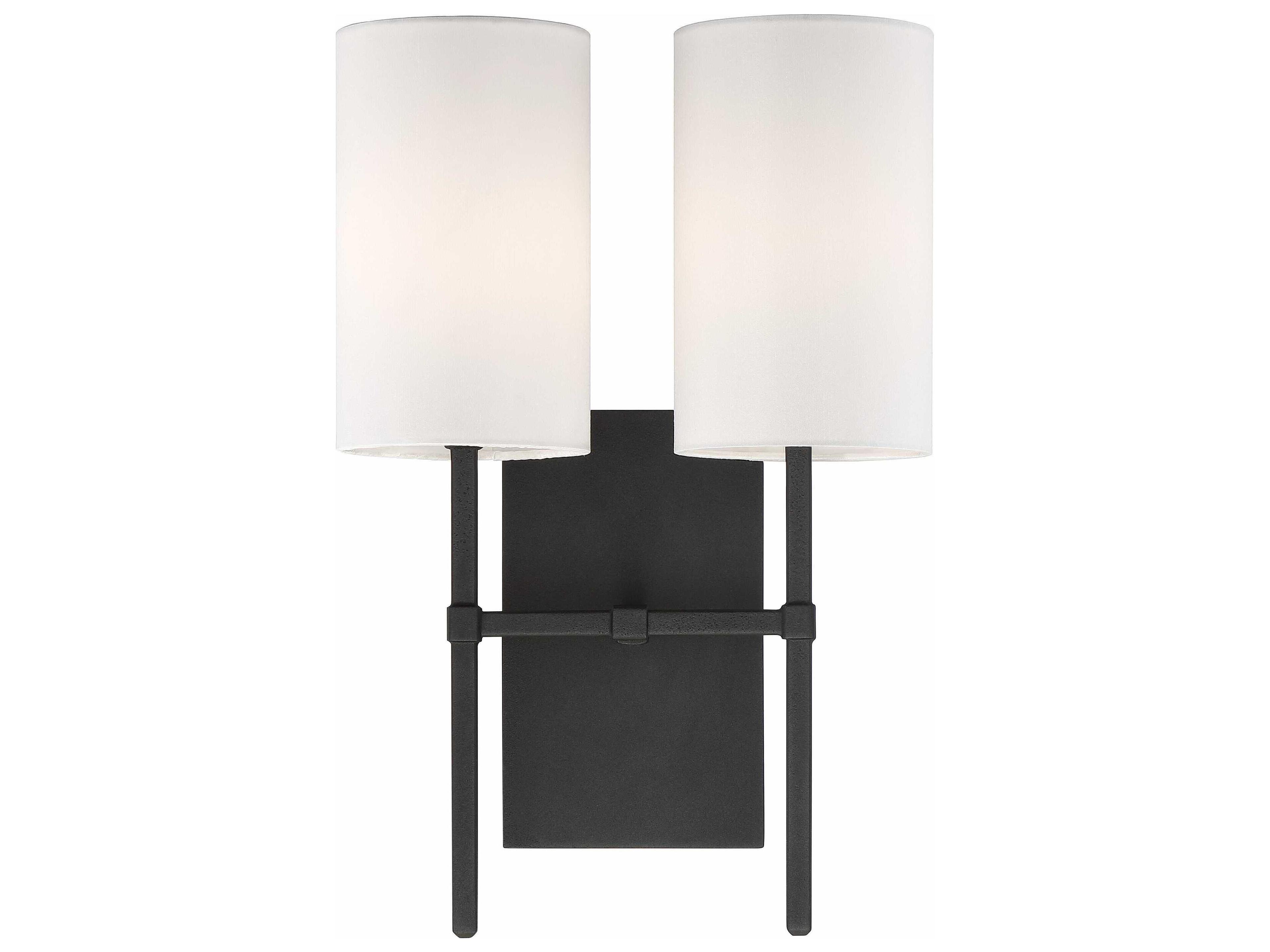 Crystorama Veronica 2-Light Black Wall Sconce