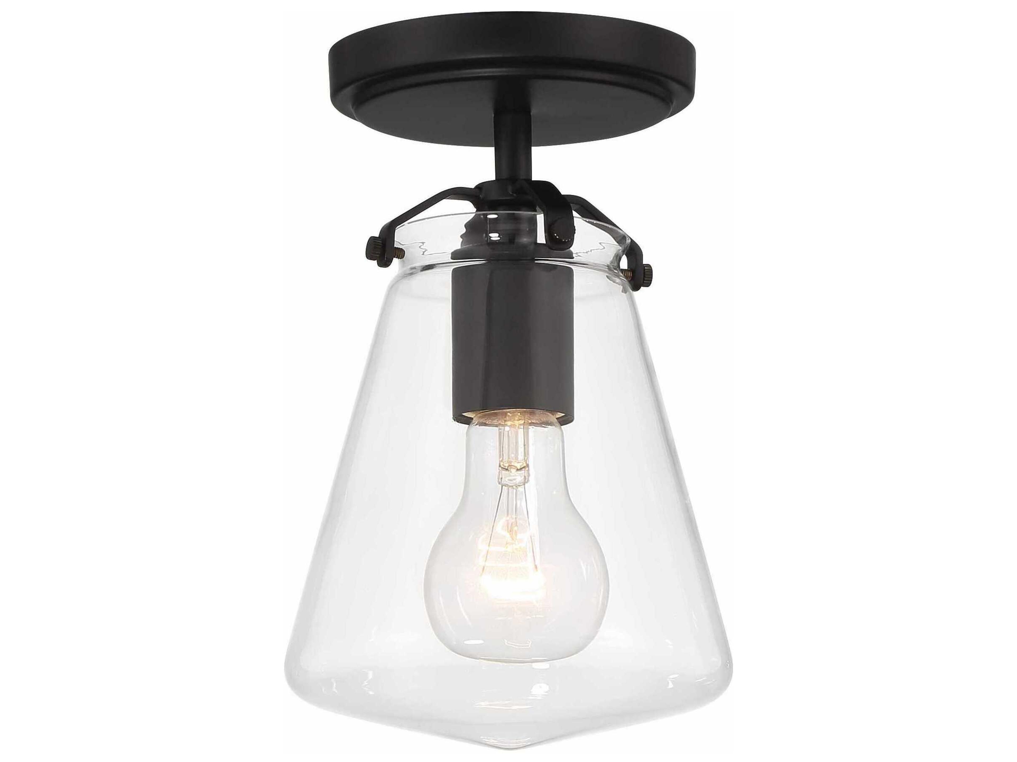 Voss 1-Light Matte Black Semi Flush Mount