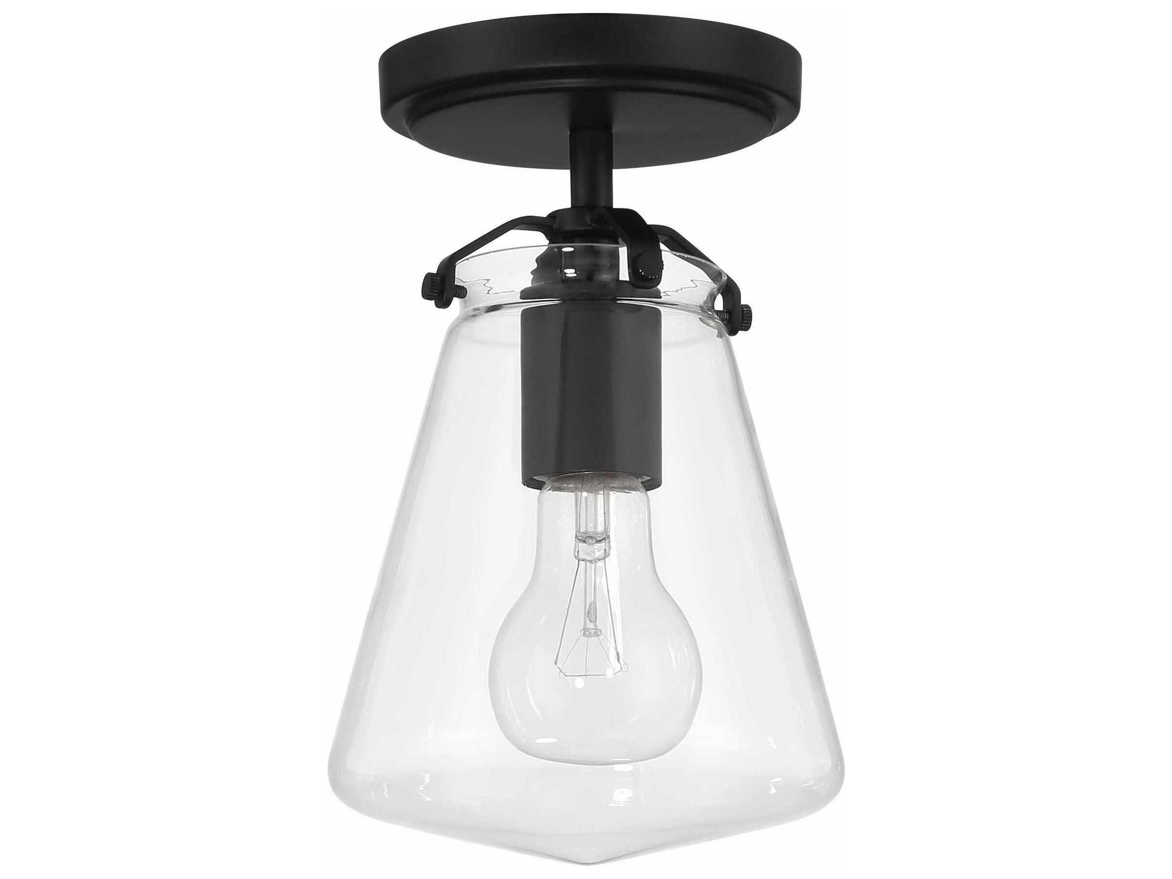 Crystorama Voss 1-Light Matte Black Semi Flush Mount