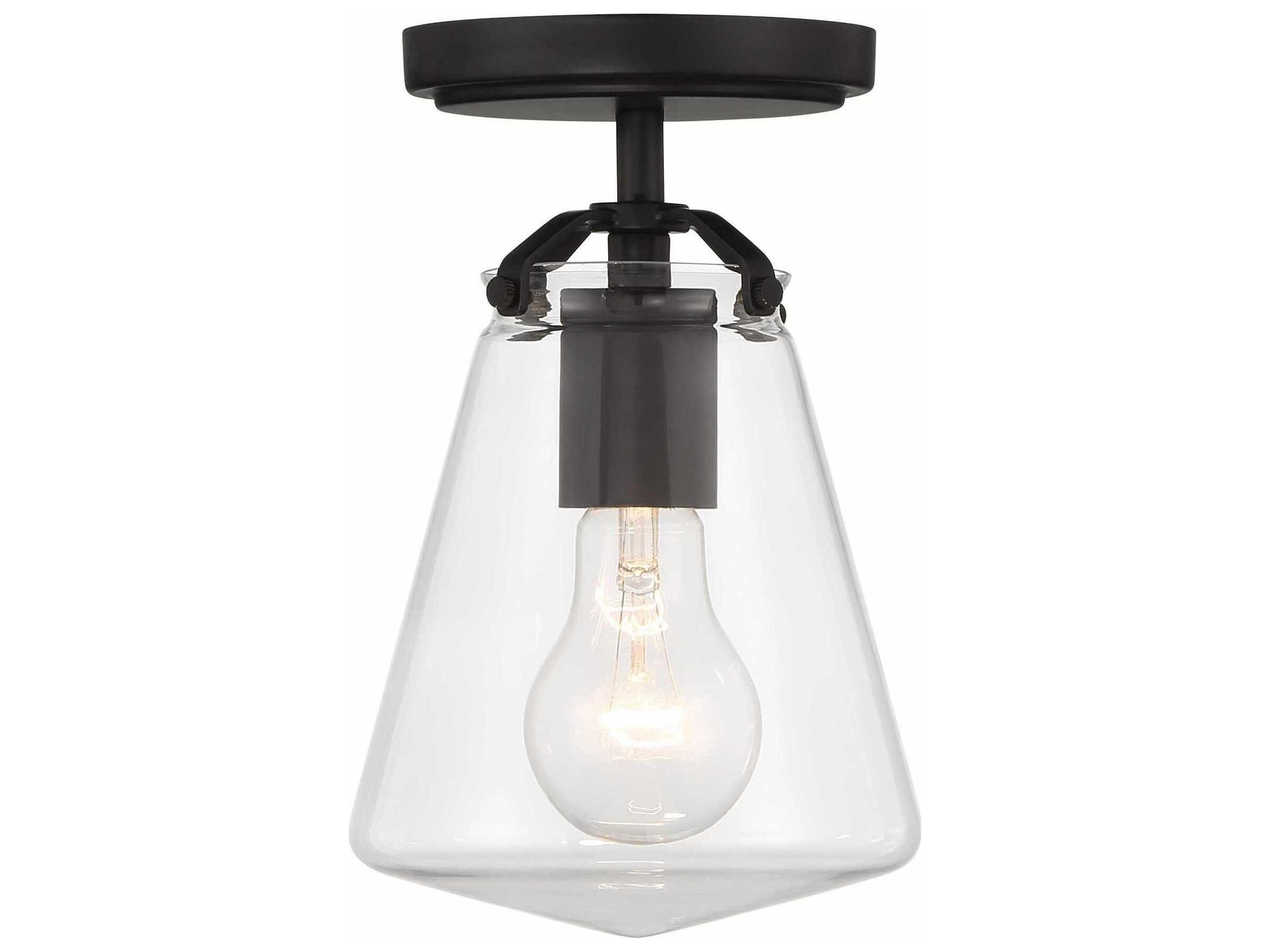 Crystorama Voss 1-Light Matte Black Semi Flush Mount