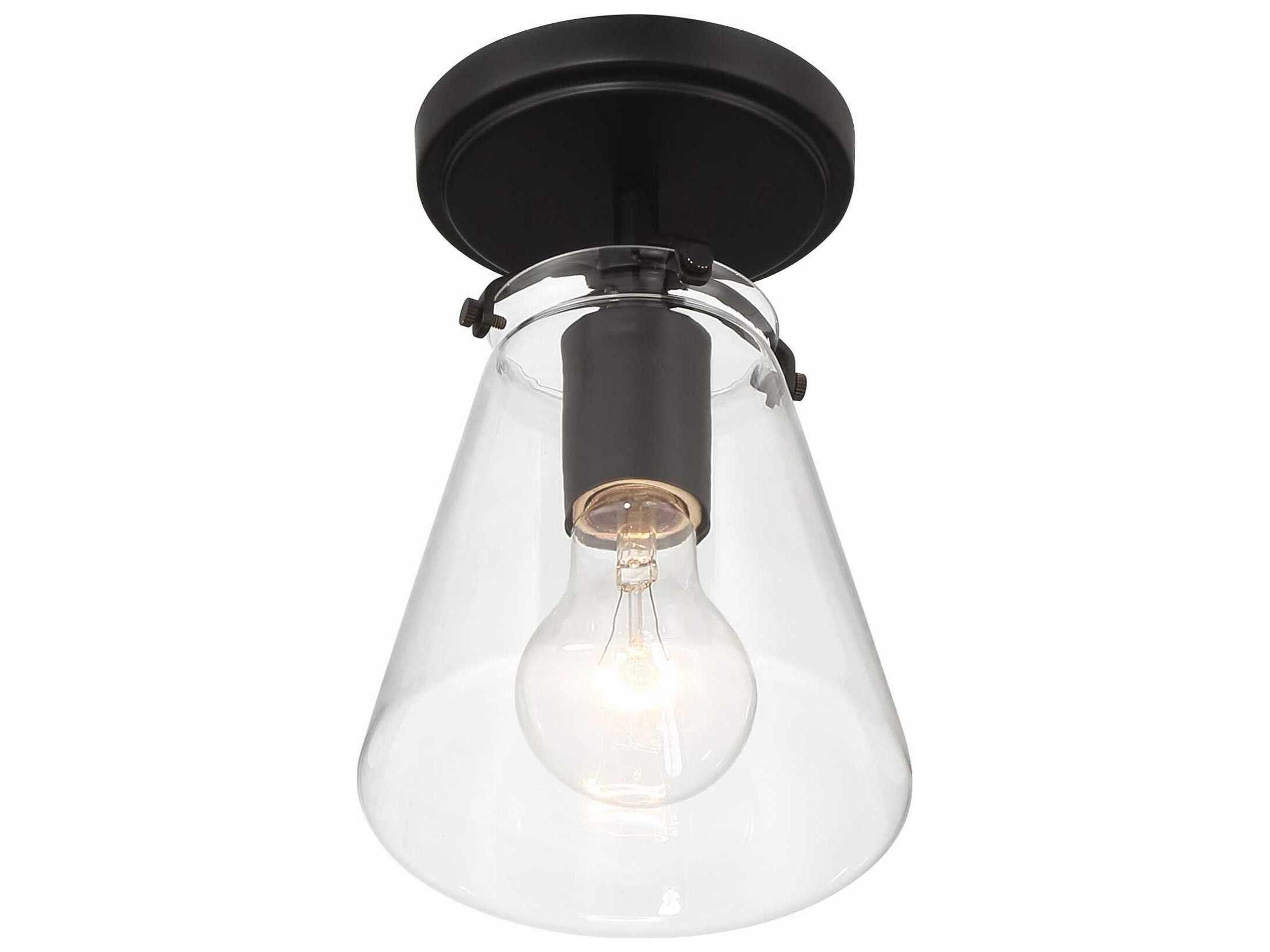 Crystorama Voss 1-Light Matte Black Semi Flush Mount