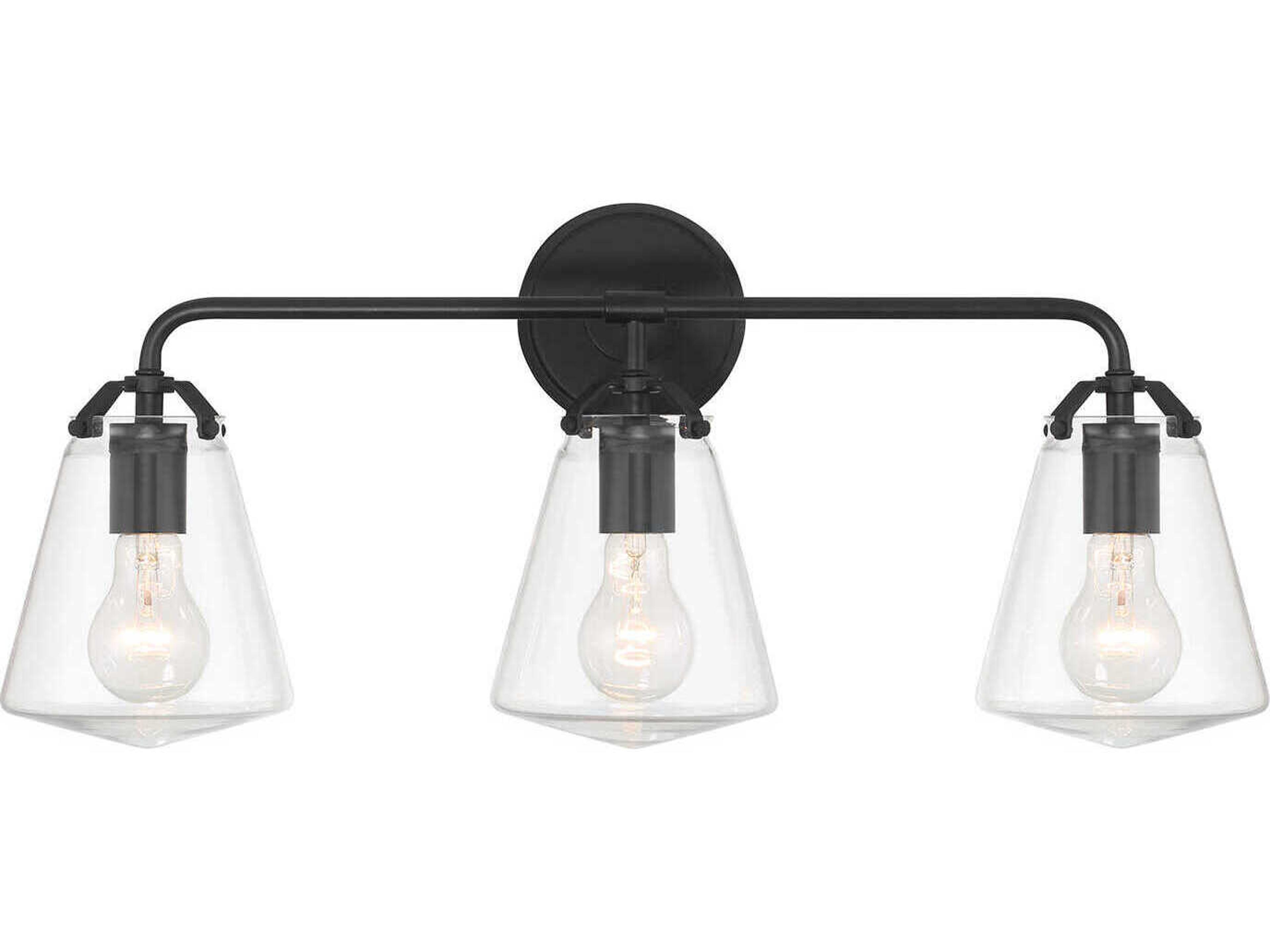 Voss 3-Light Matte Black Vanity Light