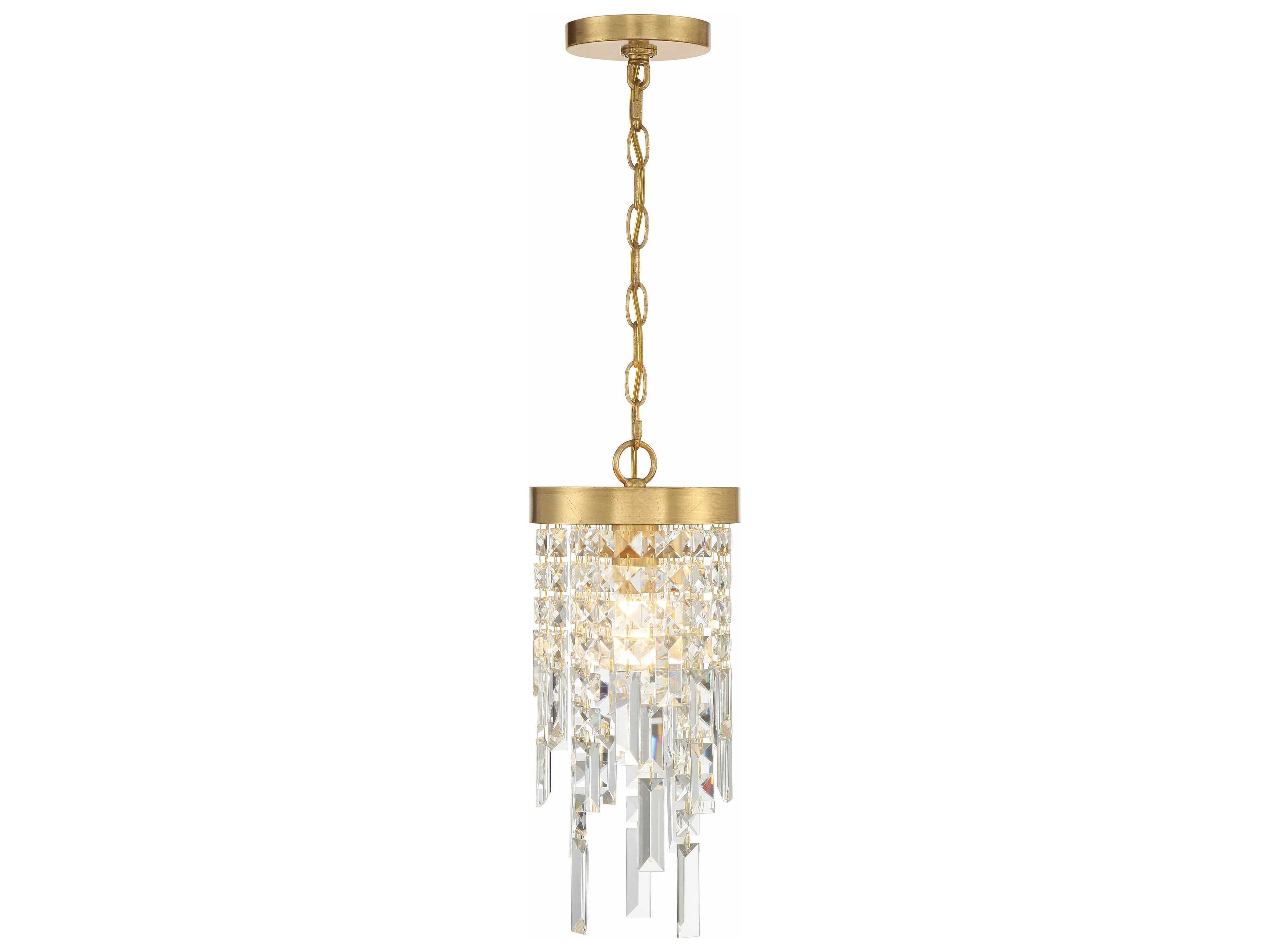 Winfield 1-Light Antique Gold Crystal Mini Pendant