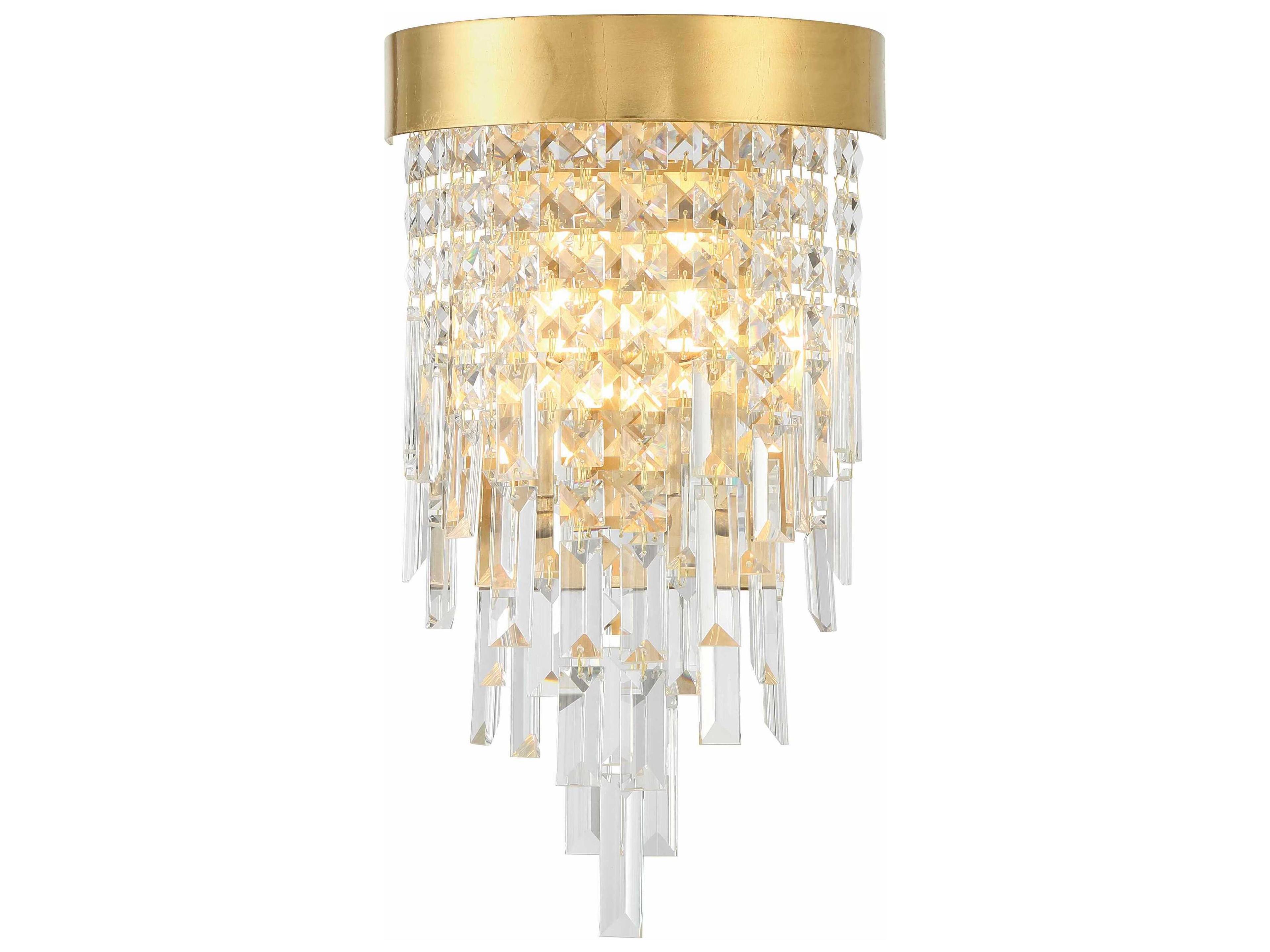 Winfield 2-Light Antique Gold Crystal Wall Sconce