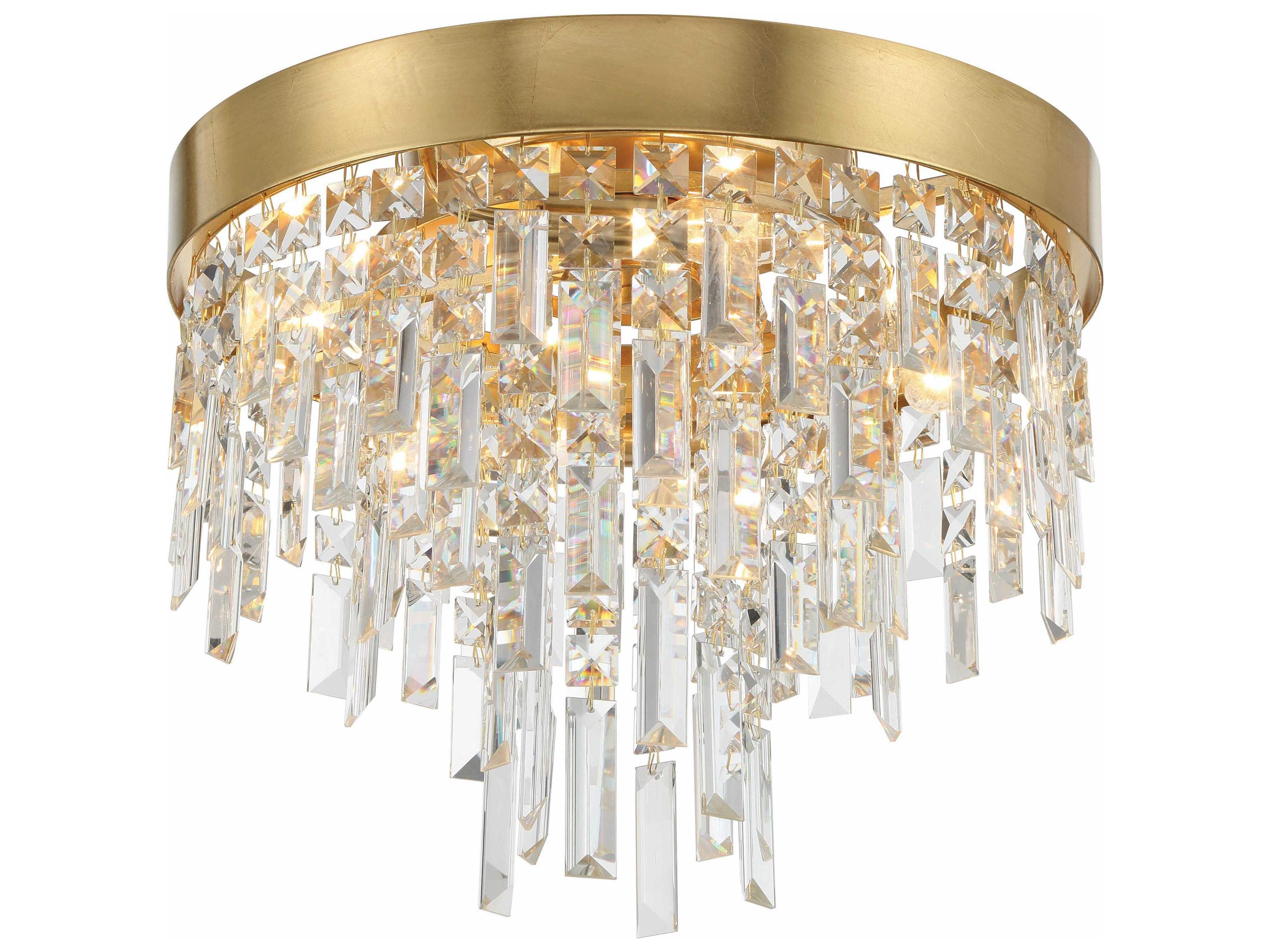 Winfield 4-Light Antique Gold Crystal Flush Mount