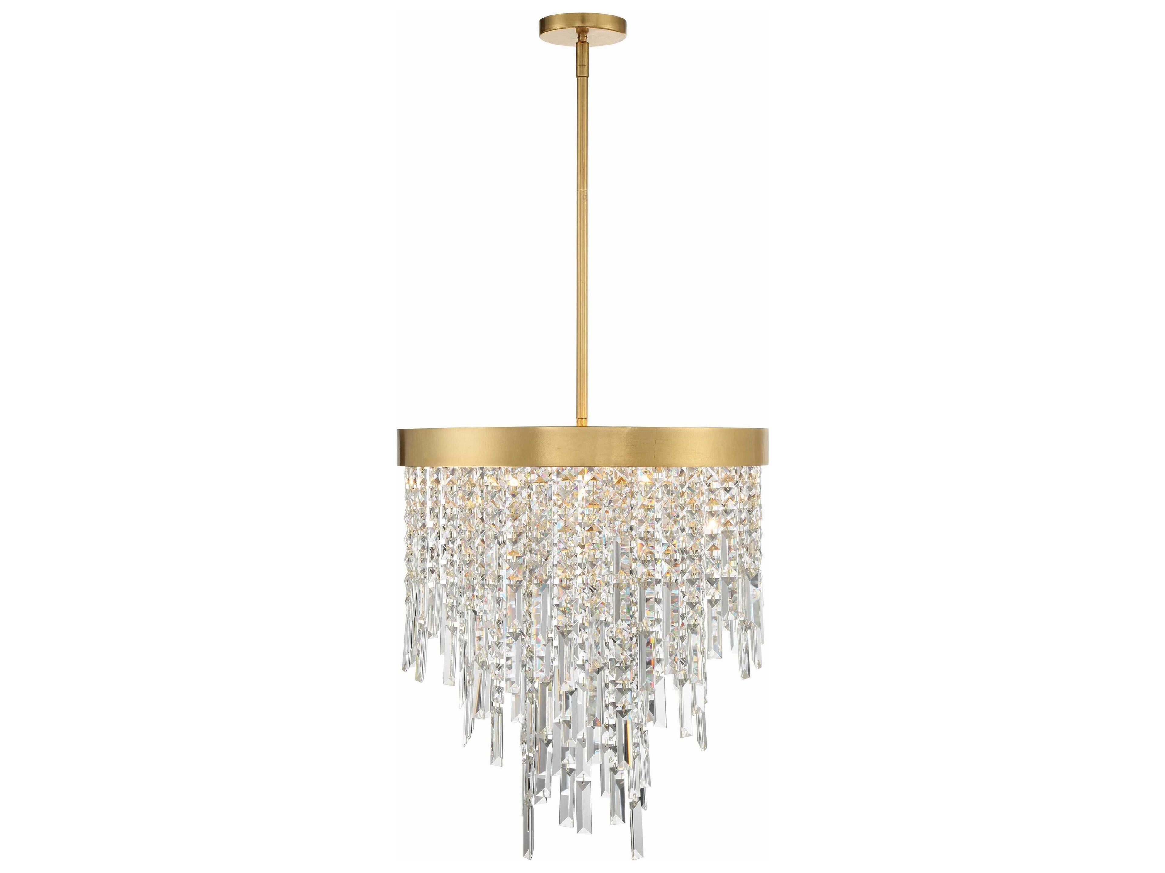 Winfield 5-Light Antique Gold Crystal Pendant