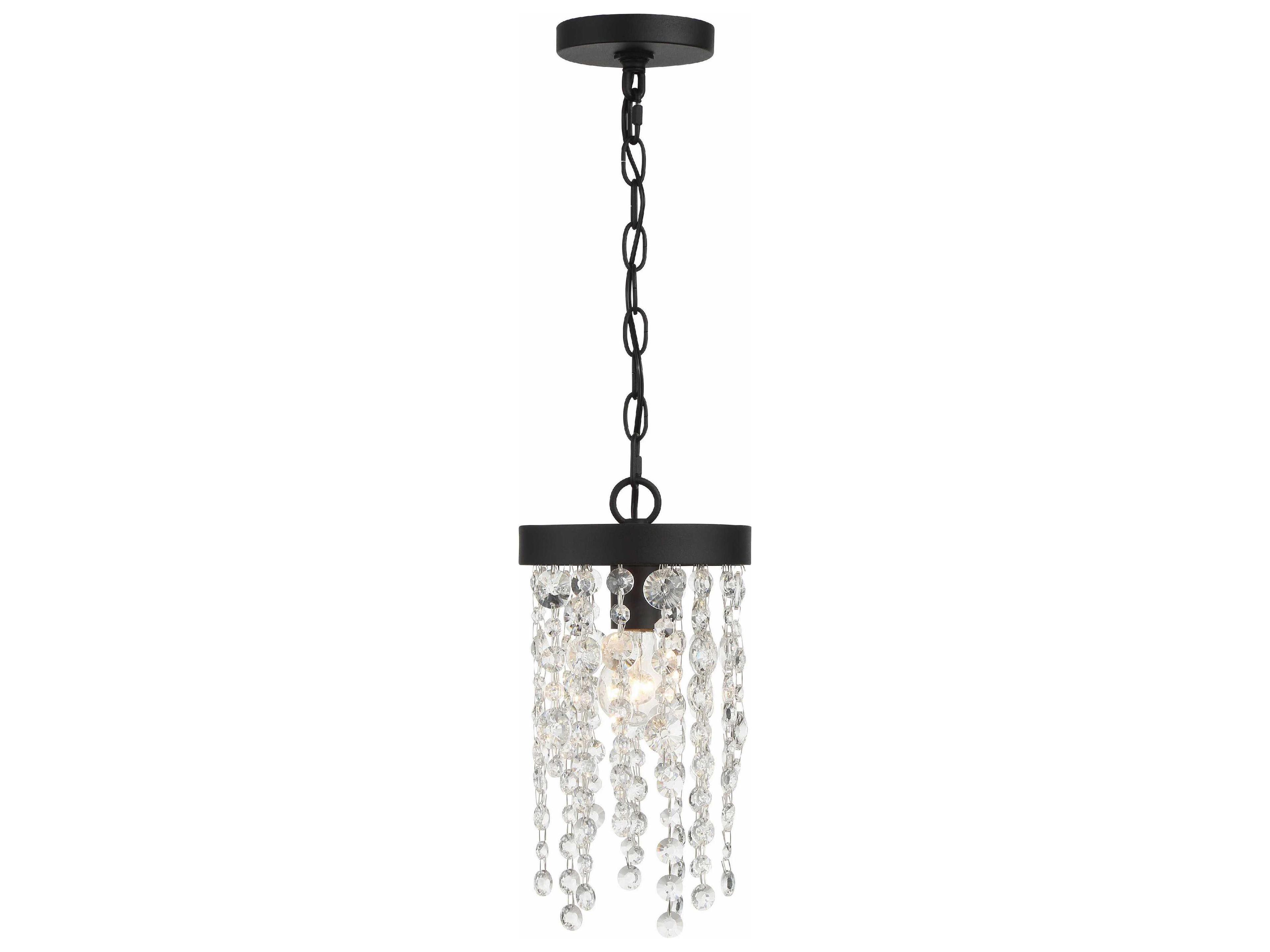 Winham 1-Light Black Forged Crystal Glass Mini Pendant