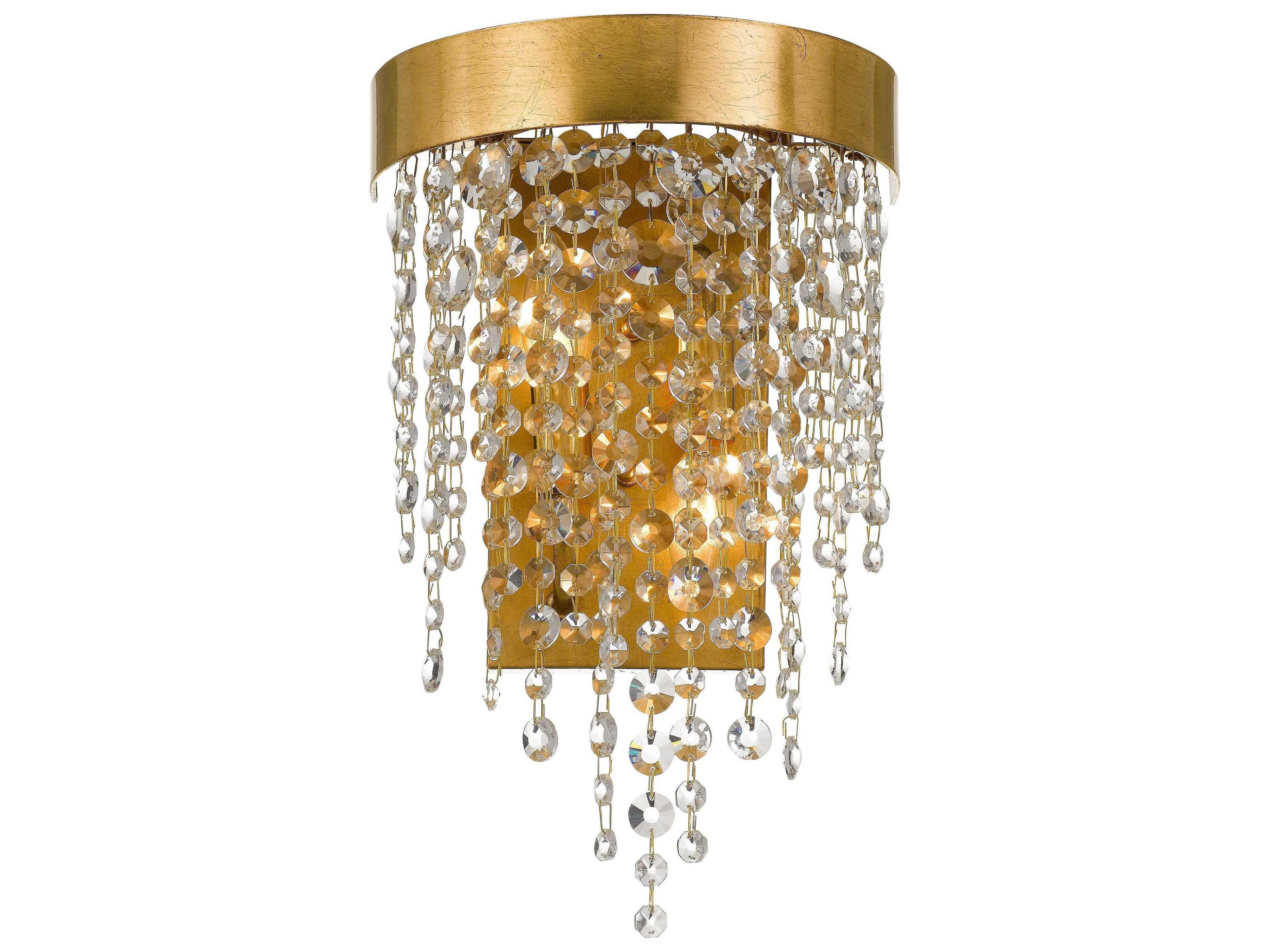 Winham 2-Light Antique Gold Crystal Wall Sconce