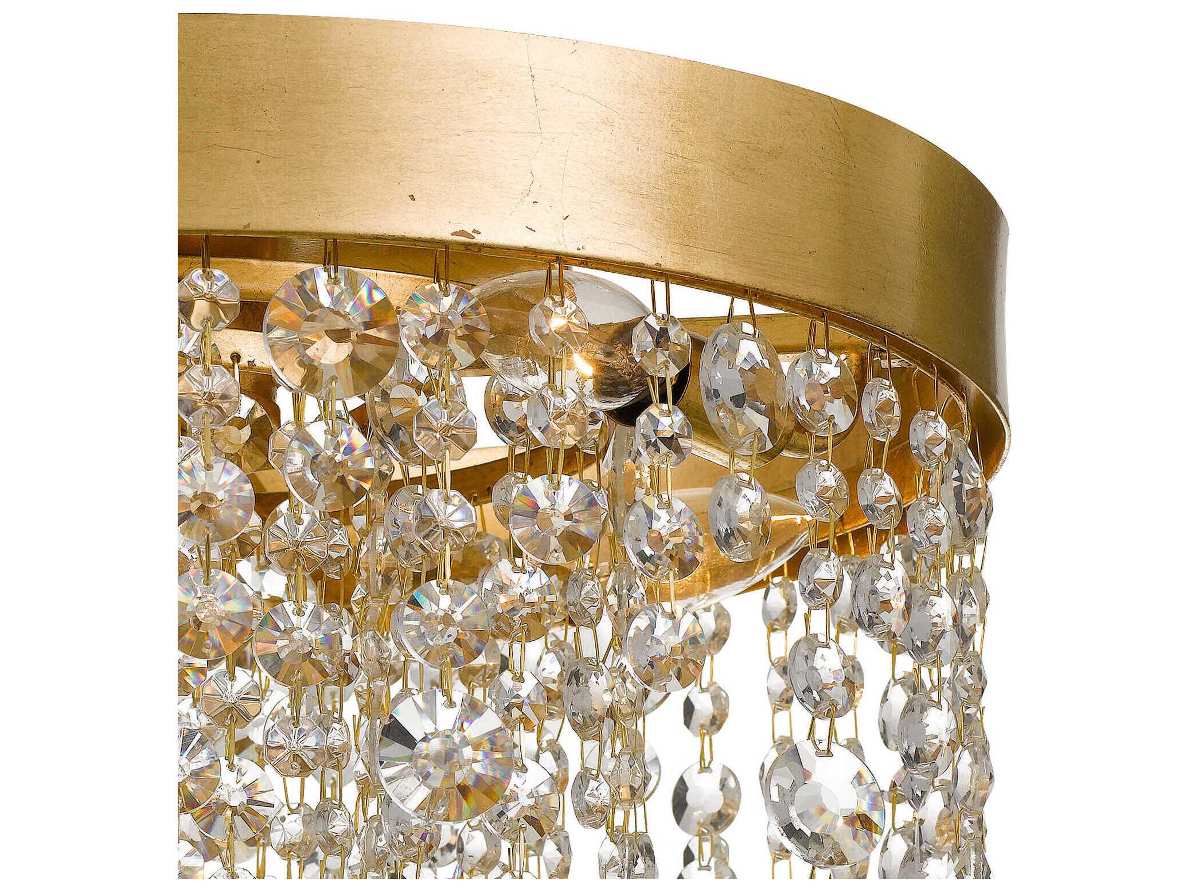 Crystorama Winham 4-Light Antique Gold Crystal Round Flush Mount