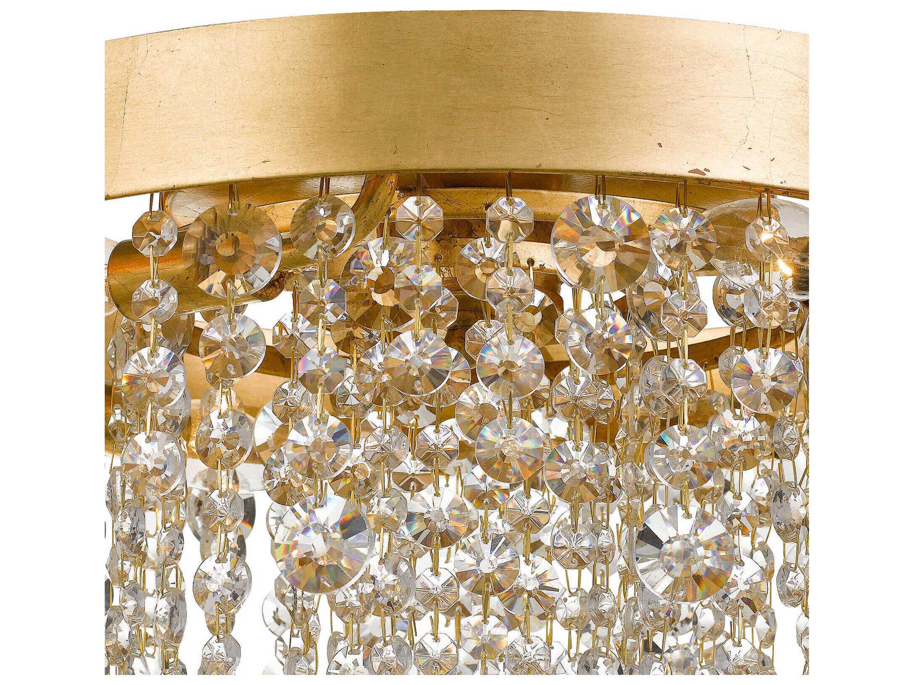 Crystorama Winham 4-Light Antique Gold Crystal Round Flush Mount