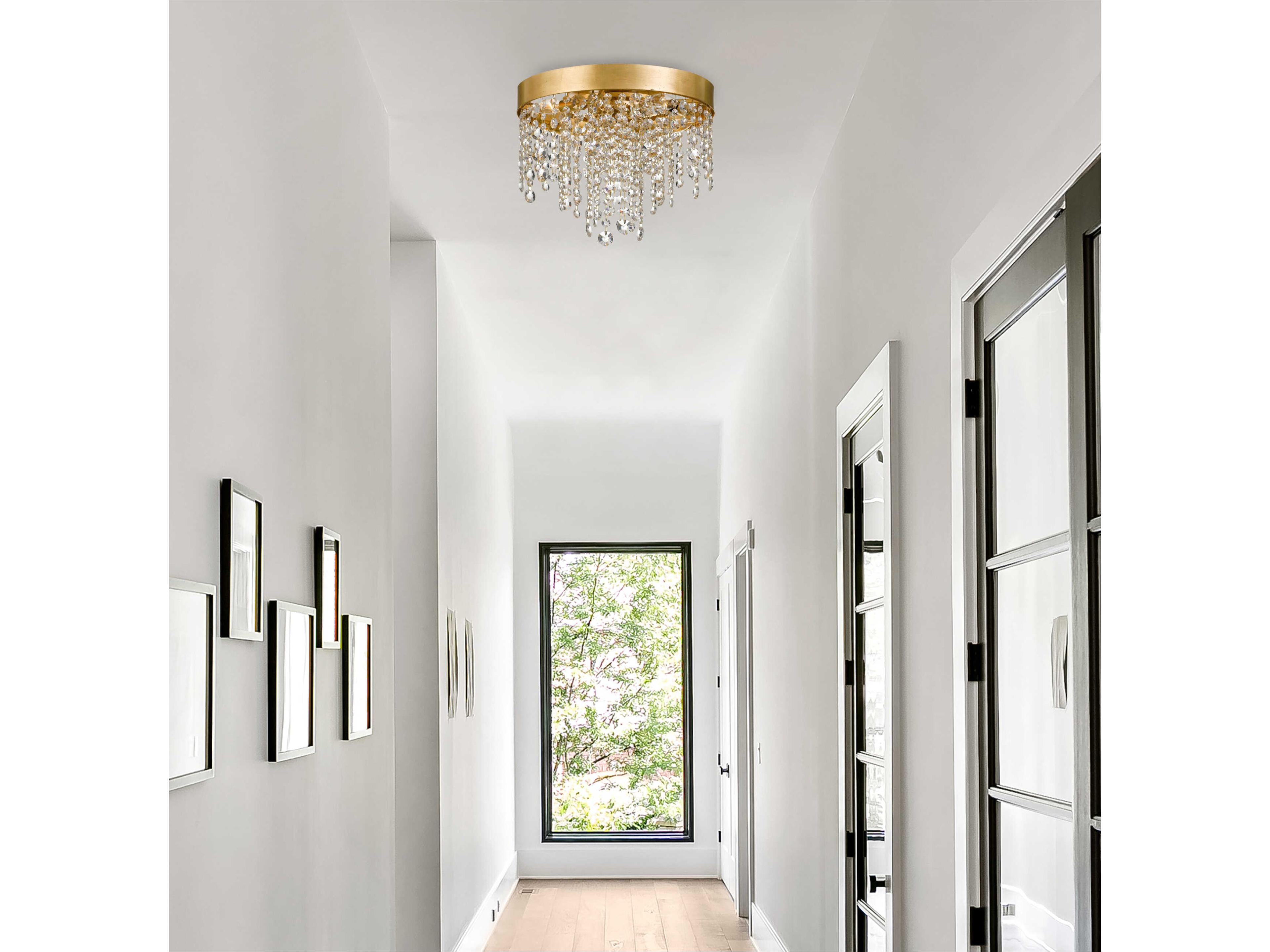 Crystorama Winham 4-Light Antique Gold Crystal Round Flush Mount