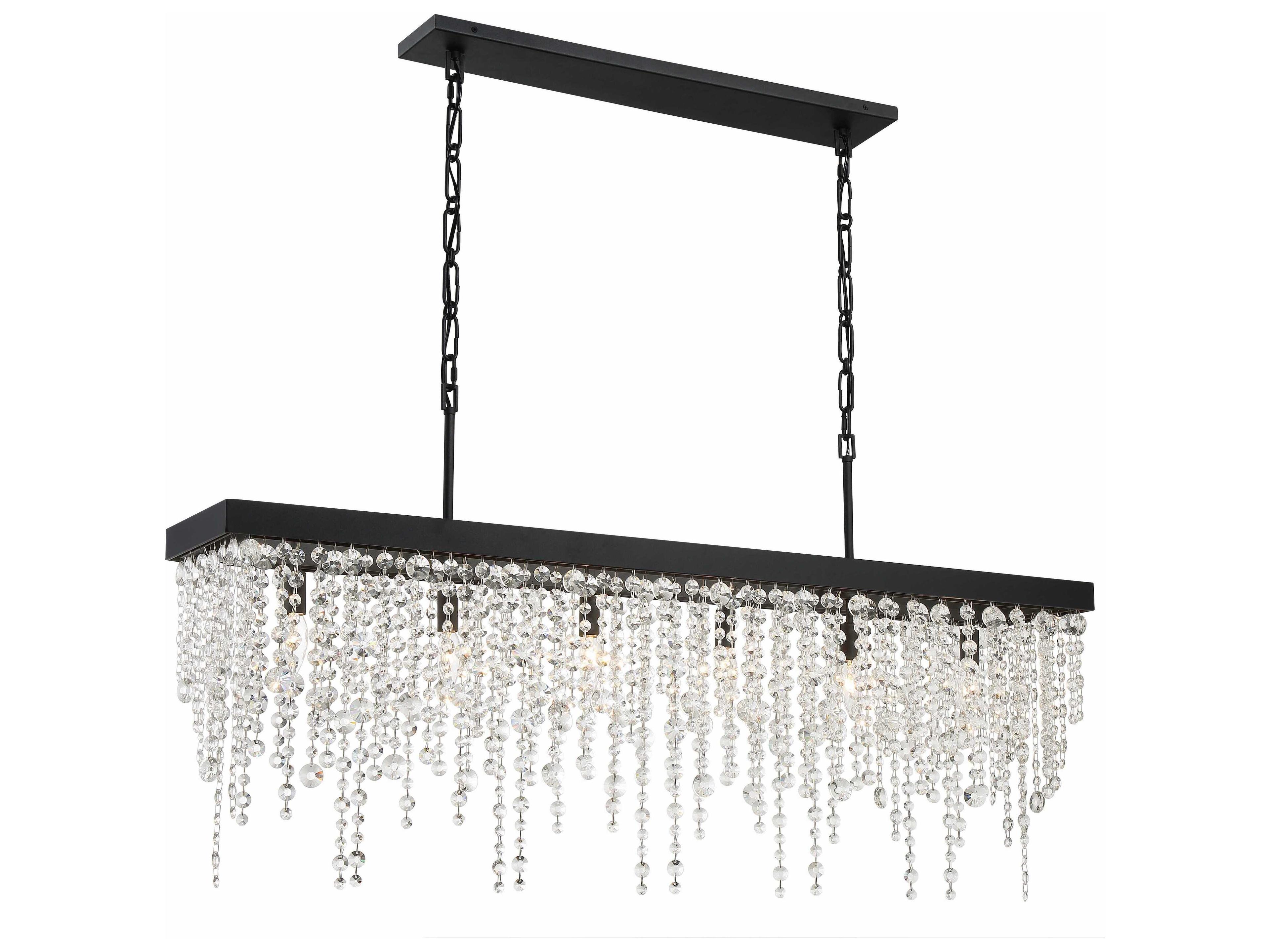 Crystorama Winham 6-Light Black Forged Crystal Glass Linear Island Pendant