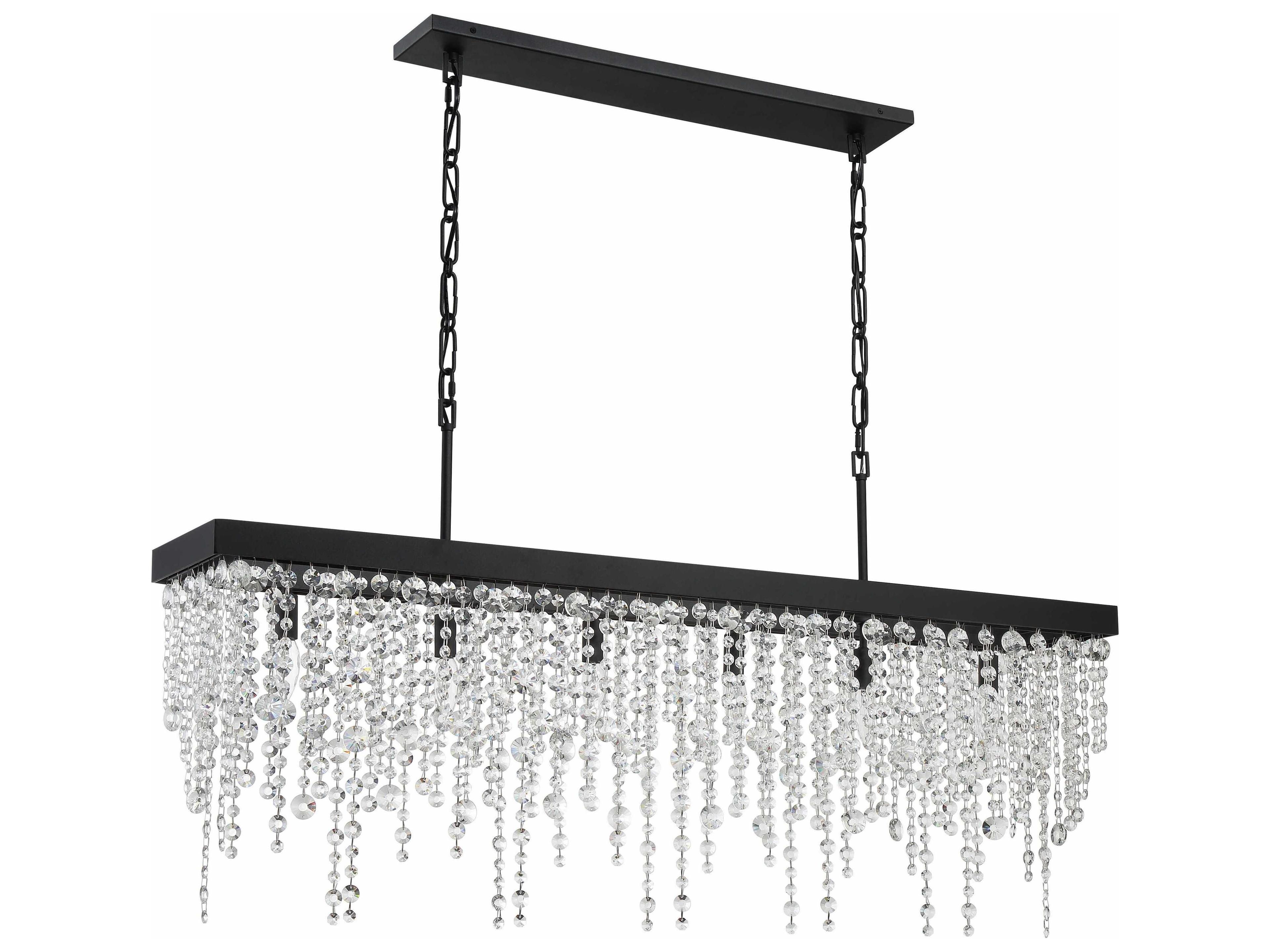 Crystorama Winham 6-Light Black Forged Crystal Glass Linear Island Pendant