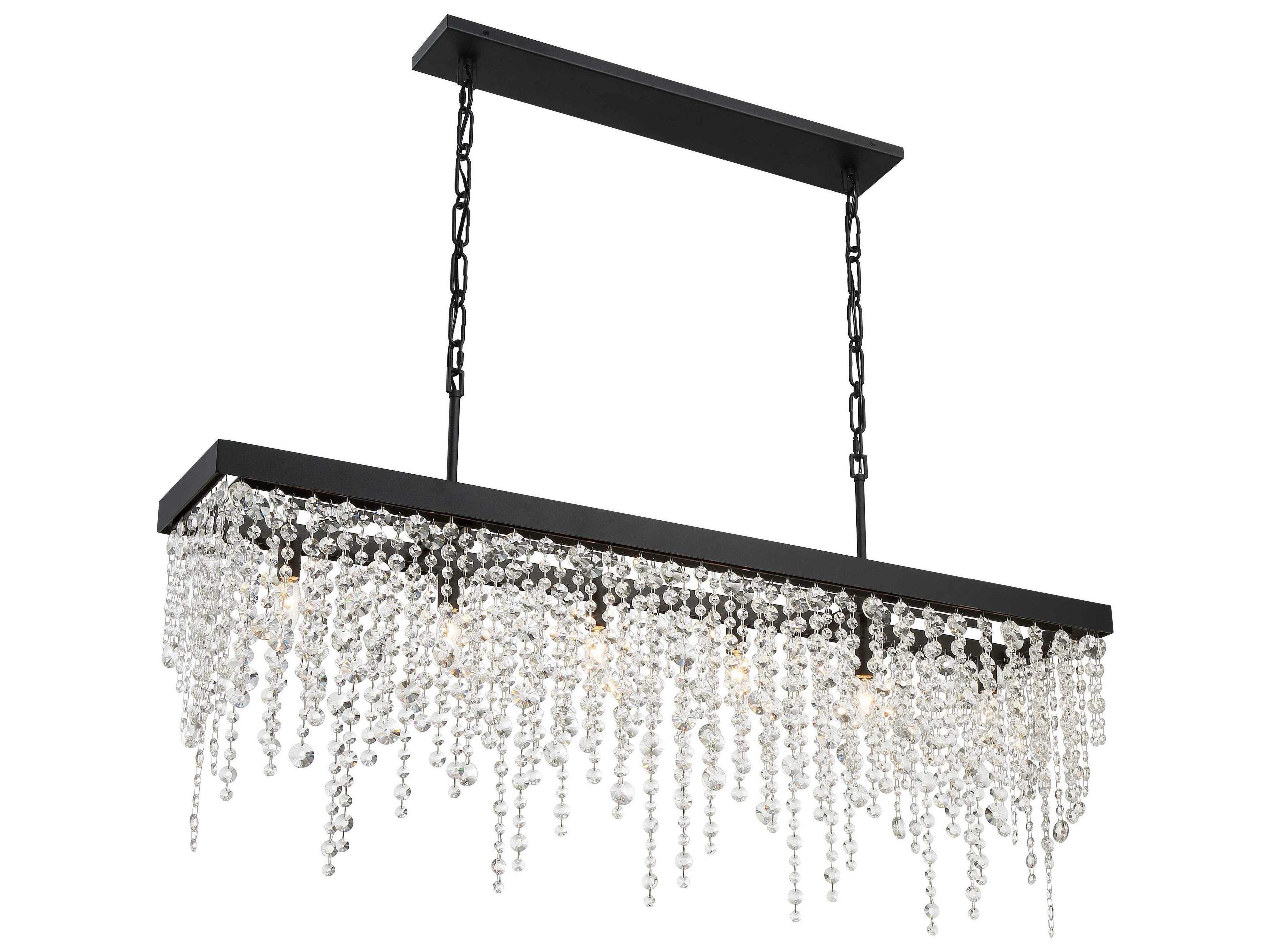 Crystorama Winham 6-Light Black Forged Crystal Glass Linear Island Pendant