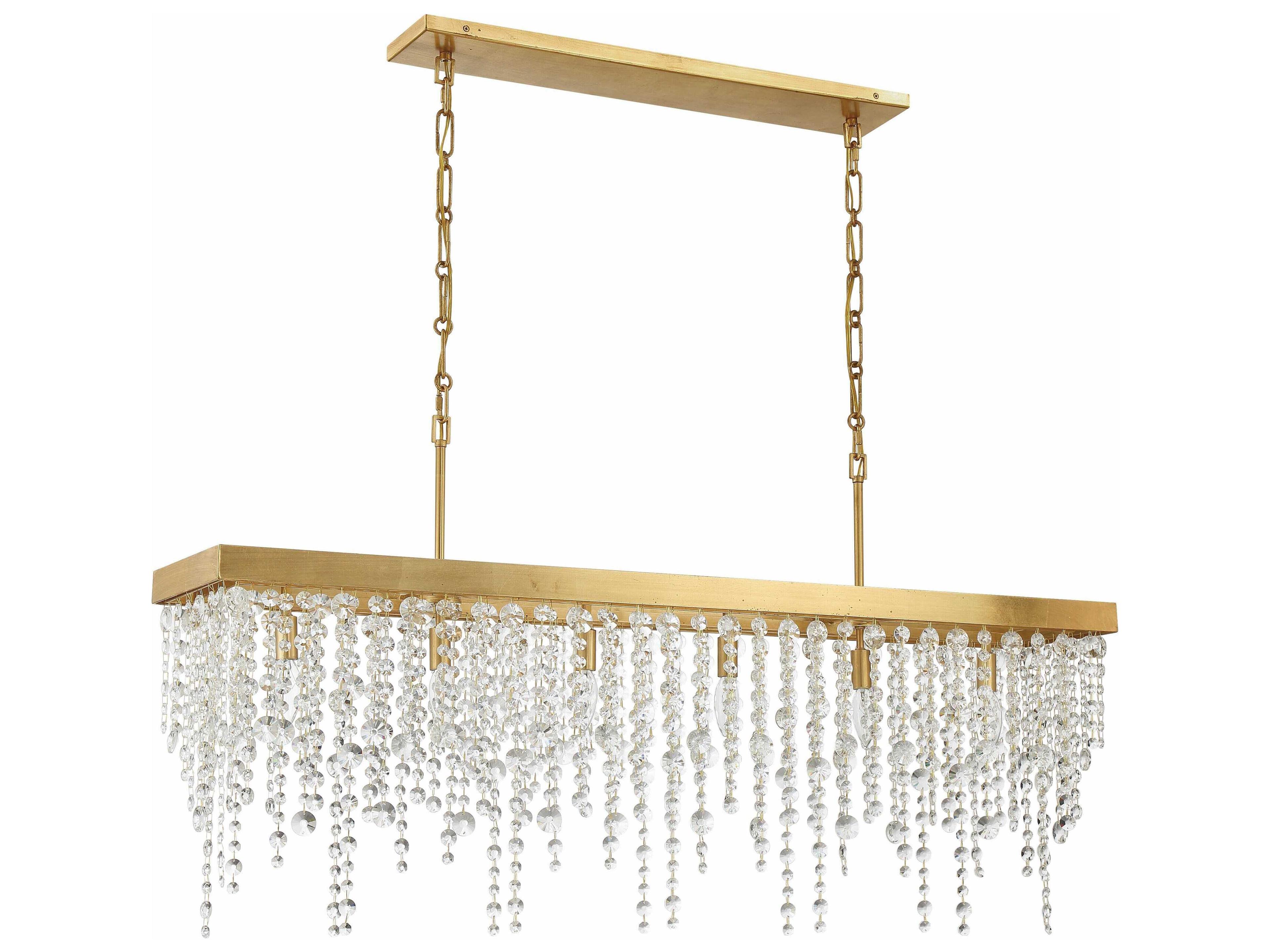 Crystorama Winham 6-Light Antique Gold Crystal Island Pendant