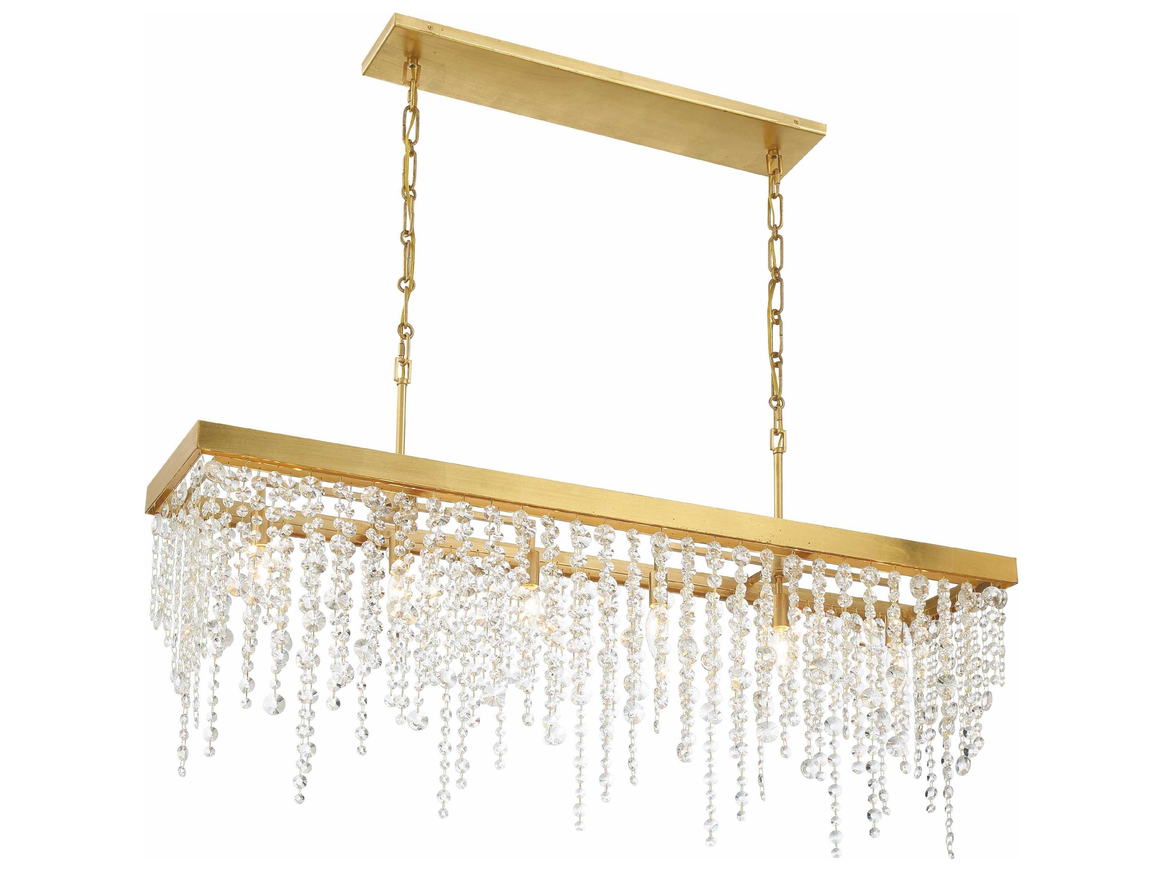 Crystorama Winham 6-Light Antique Gold Crystal Island Pendant