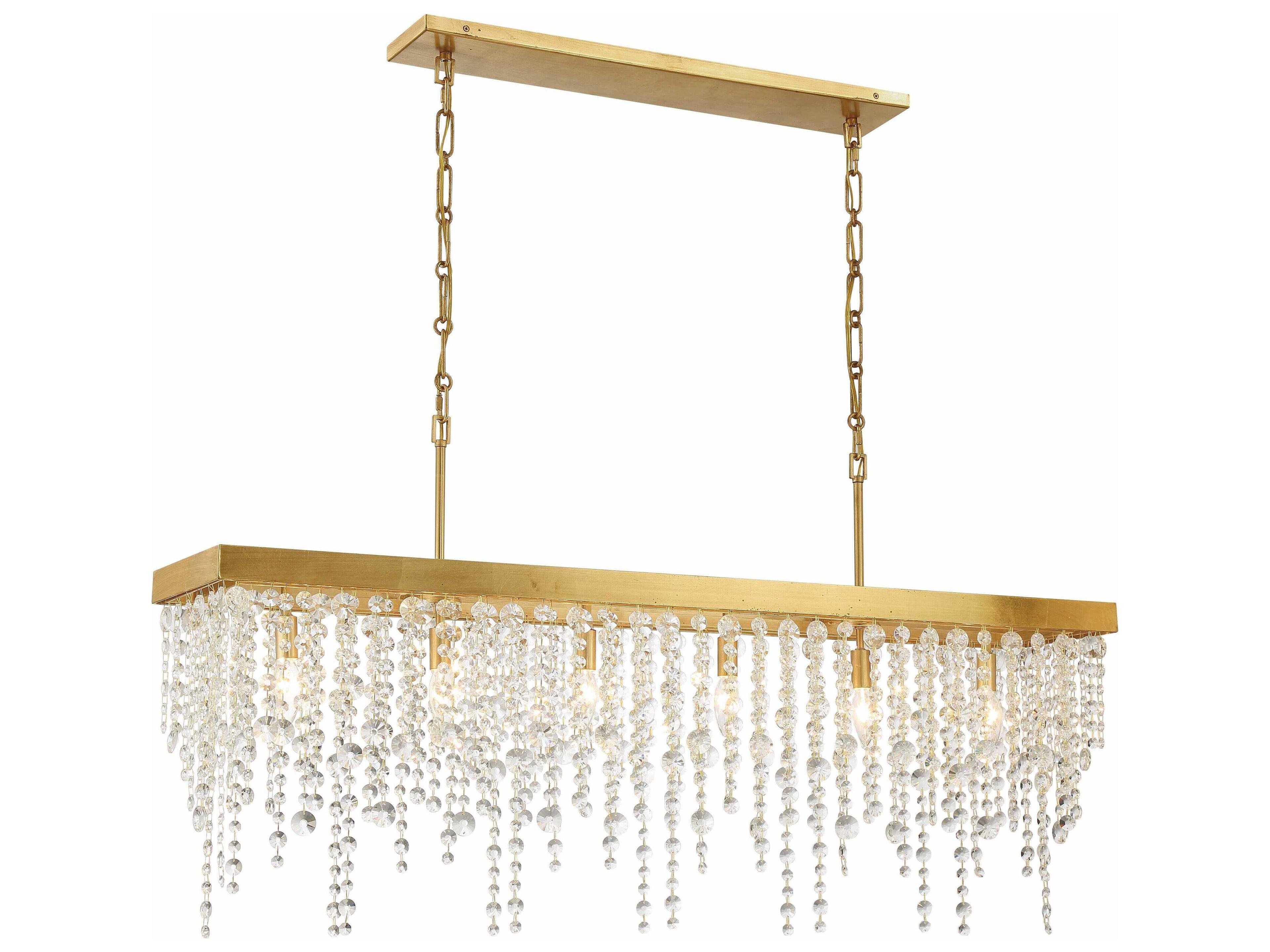 Crystorama Winham 6-Light Antique Gold Crystal Island Pendant