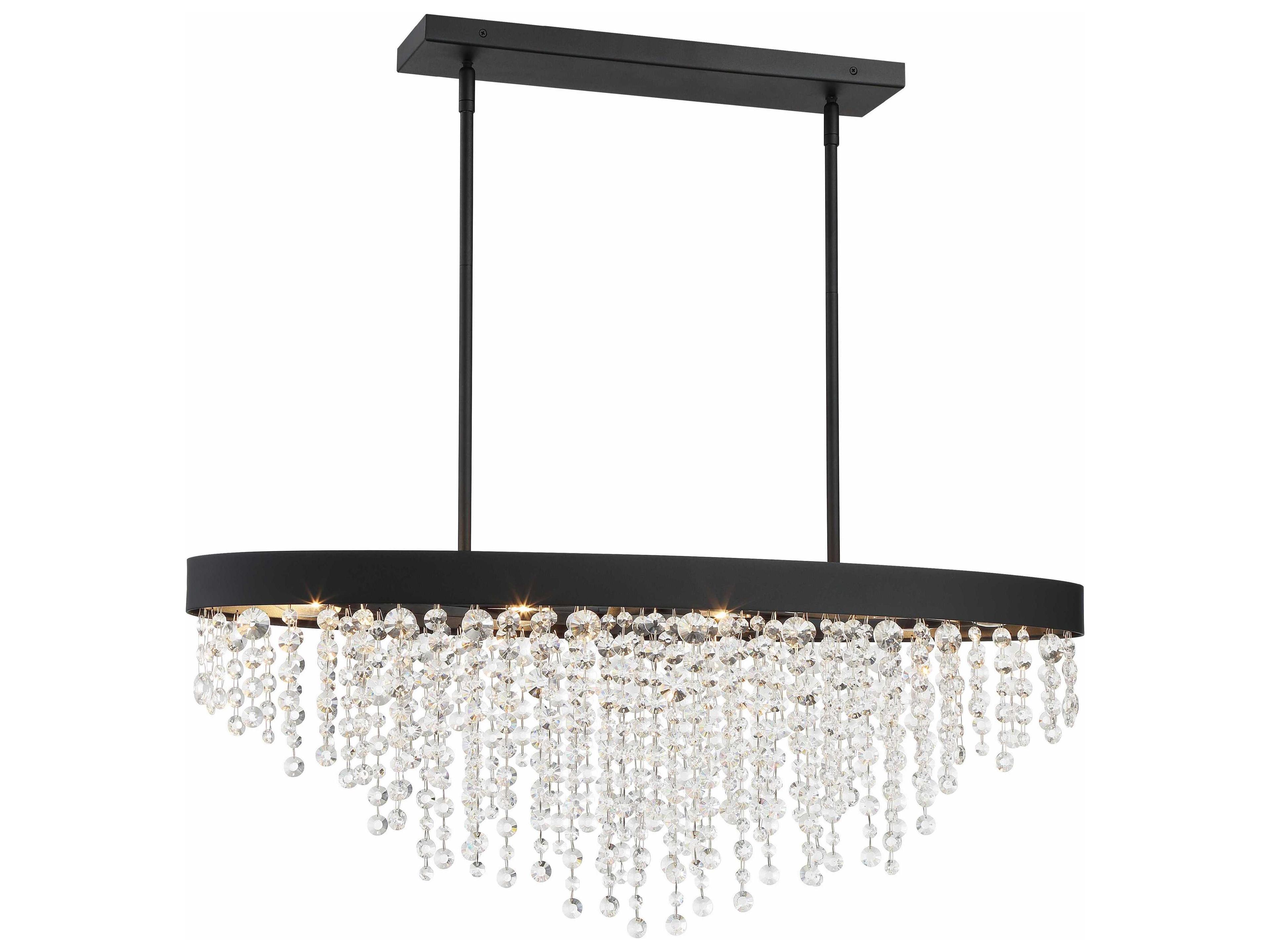 Crystorama Winham 8-Light Black Forged Crystal Glass Island Pendant