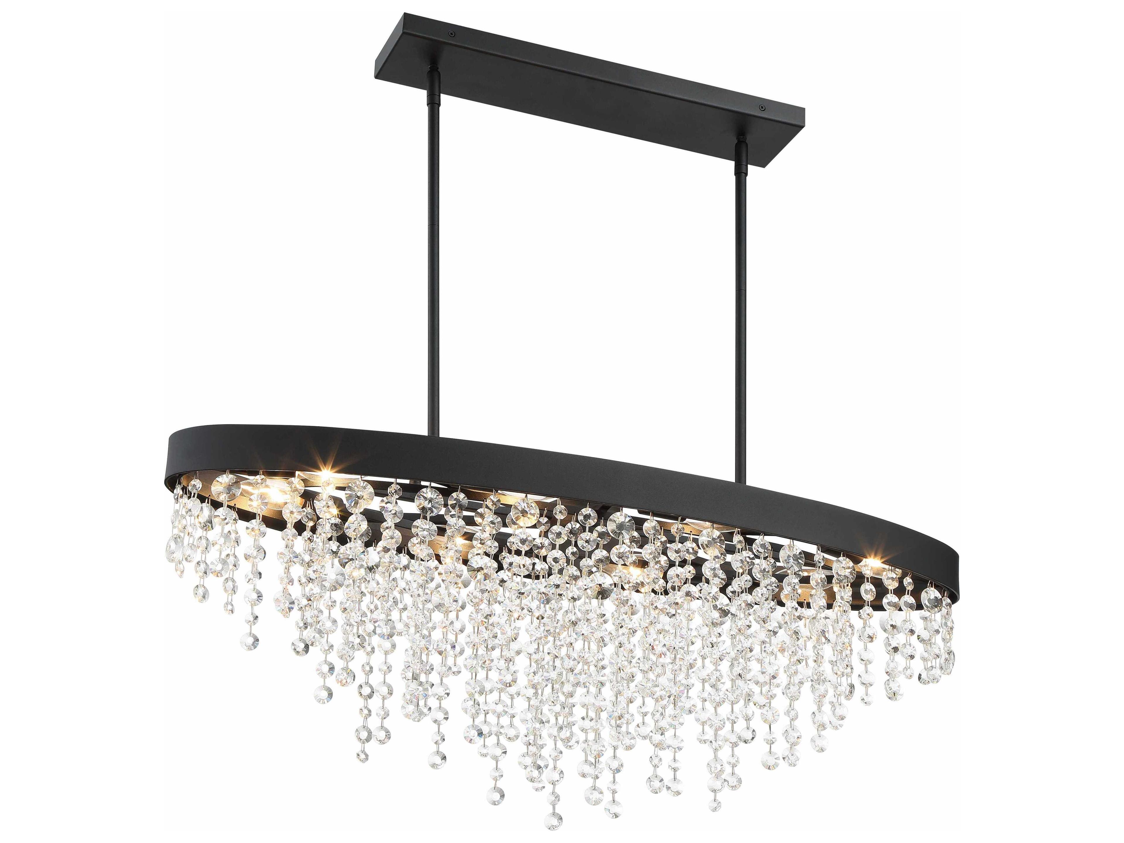 Crystorama Winham 8-Light Black Forged Crystal Glass Island Pendant