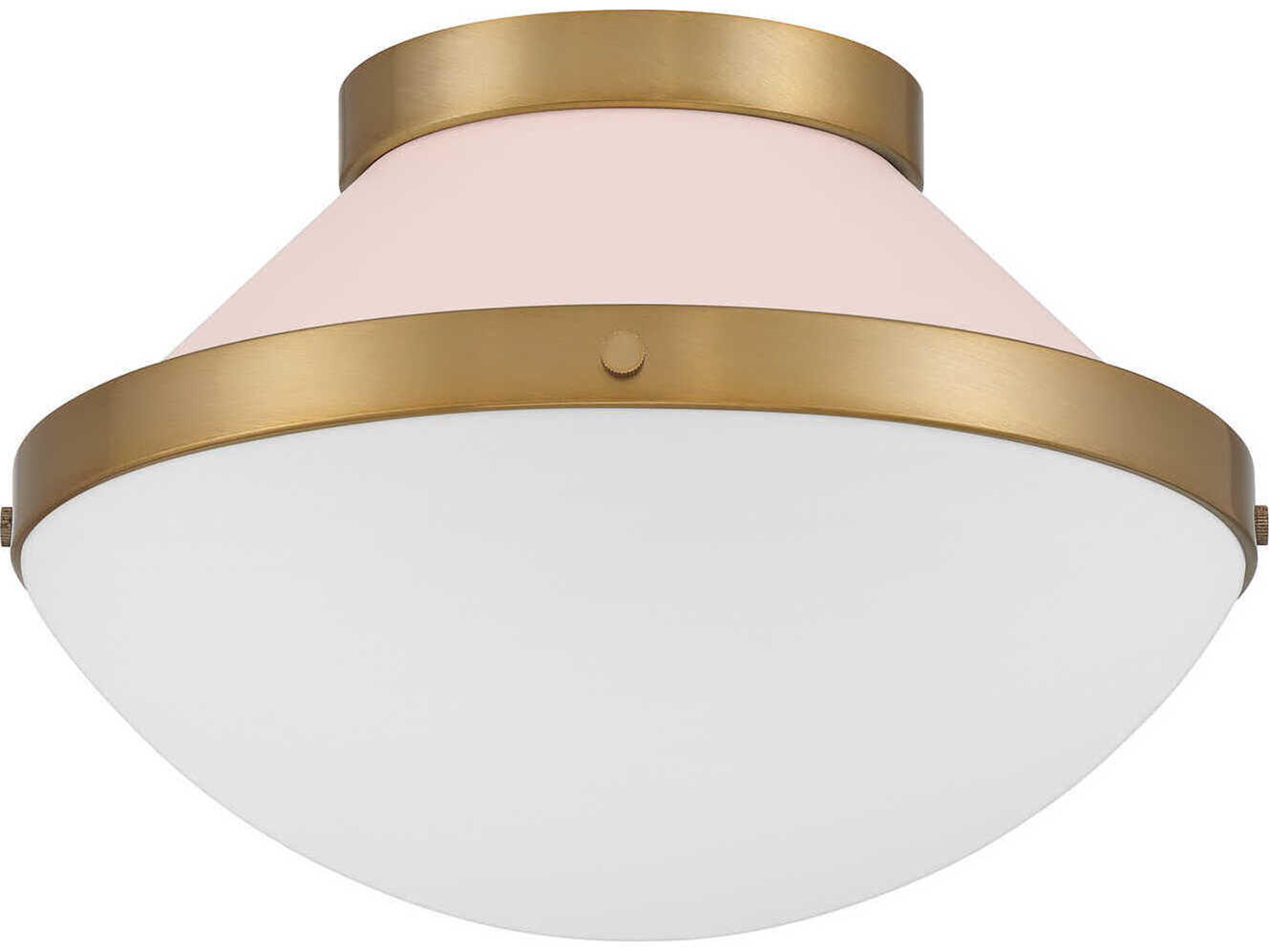 Crystorama Xander 1-Light Vibrant Gold Blush Pink Flush Mount