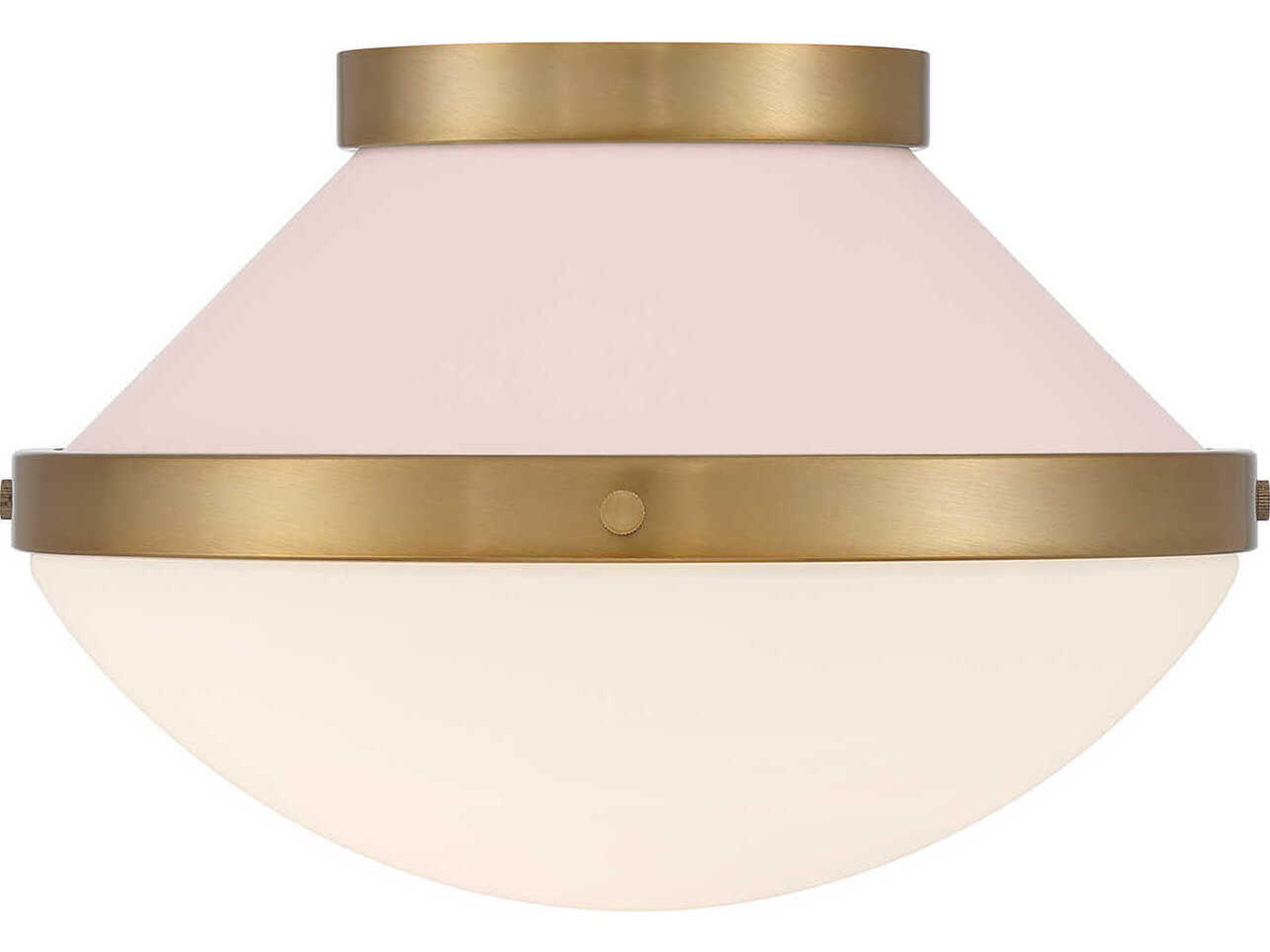 Crystorama Xander 1-Light Vibrant Gold Blush Pink Flush Mount